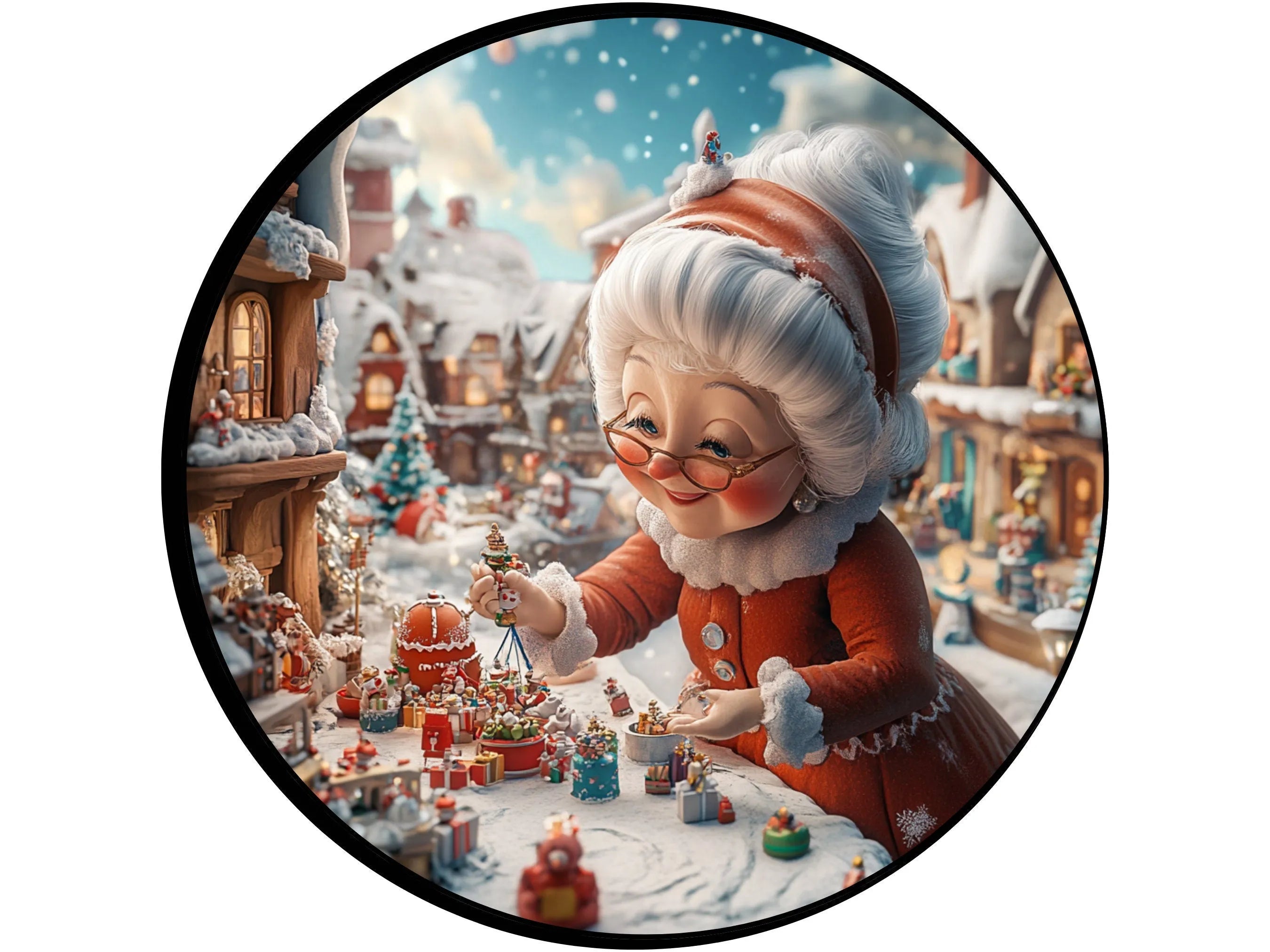 Charming Mrs. Claus Christmas Village Sign, Festive Winter Wonderland Décor, Cozy Holiday Wall Art