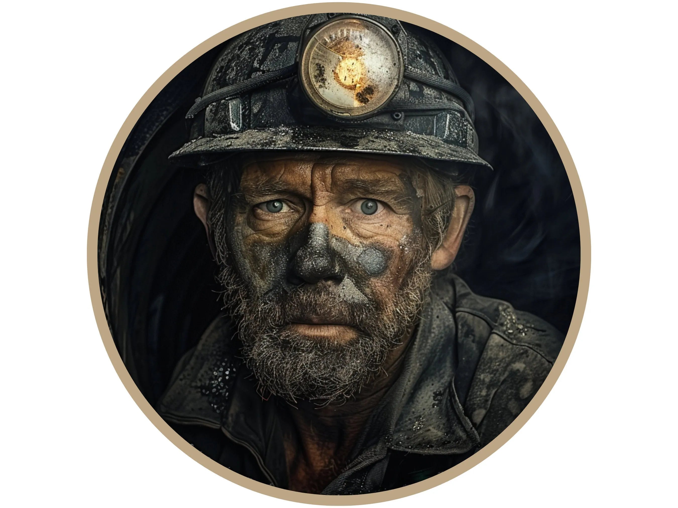 coal miner portrait metal wreath sign, working in the coal mine wreath attachment, man with a dirty coal face wall art