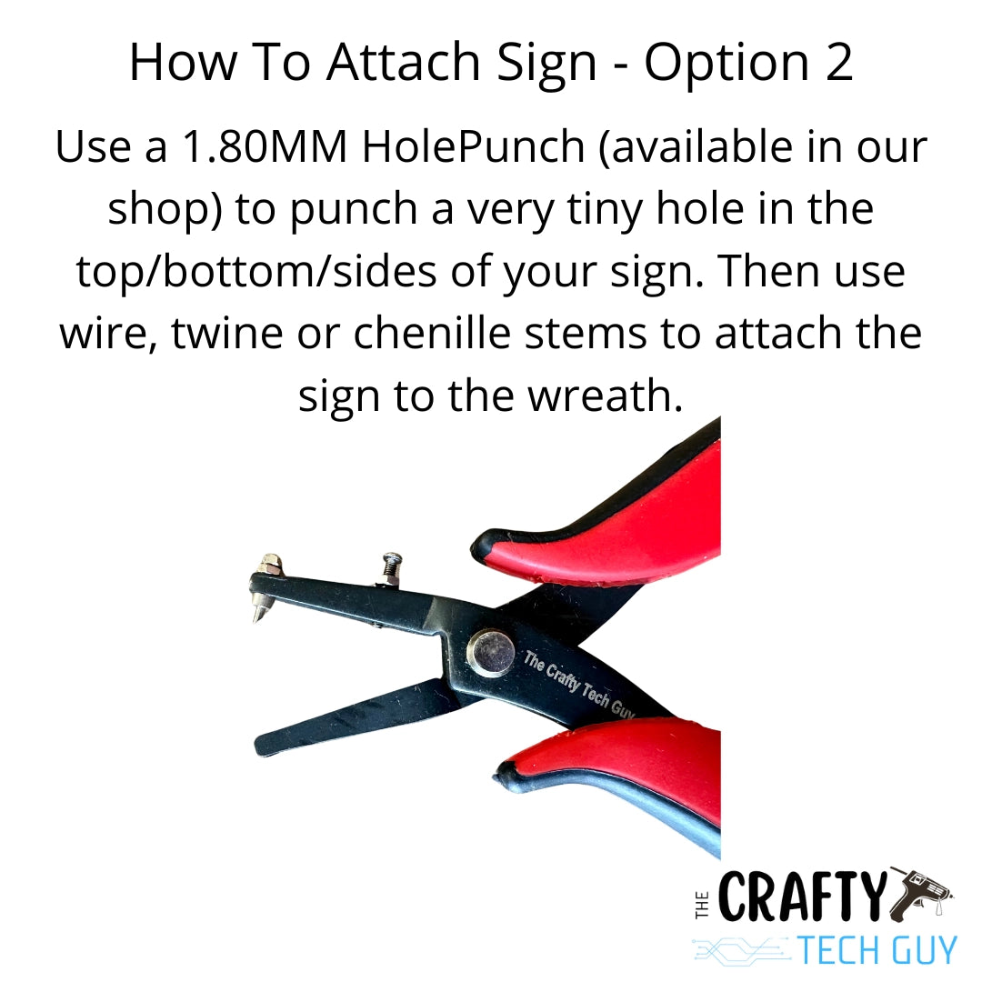 a picture of a pair of scissors with the words how to attach sign option 2