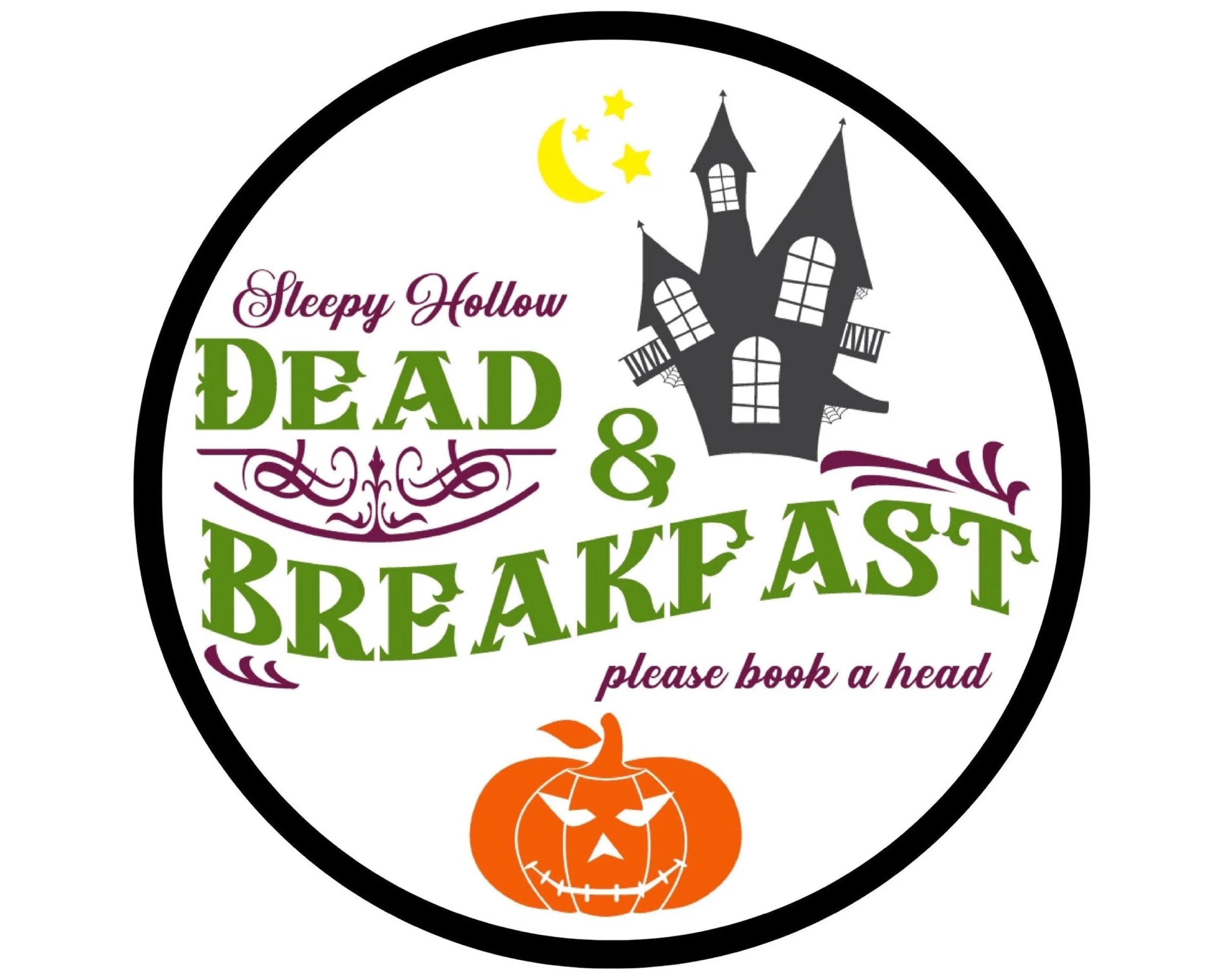 Dead and Breakfast wreath sign, Haunted Inn wreath attachment, Sleepy Hallow Halloween sign, Trick or Treat decor, Halloween wall art