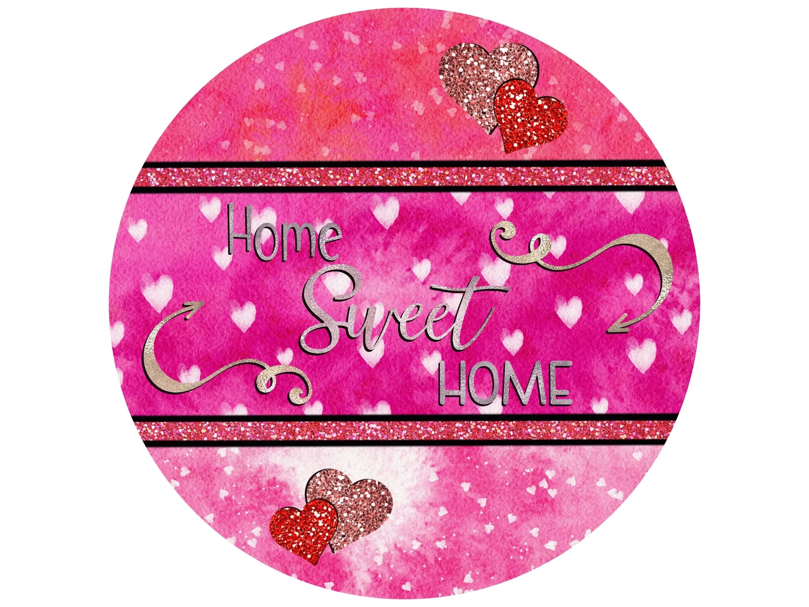 elegant glam happy valentine's day wreath sign, glam floral home sweet home wall art, glittery everyday sign for wreath