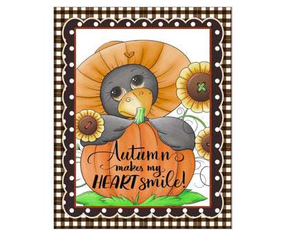 Fall Black Bird Wreath Sign, fall pumpkin wreath attachment, pumpkin patch sign, pumpkin party, farmhouse fall sign, cute bird sign, birds