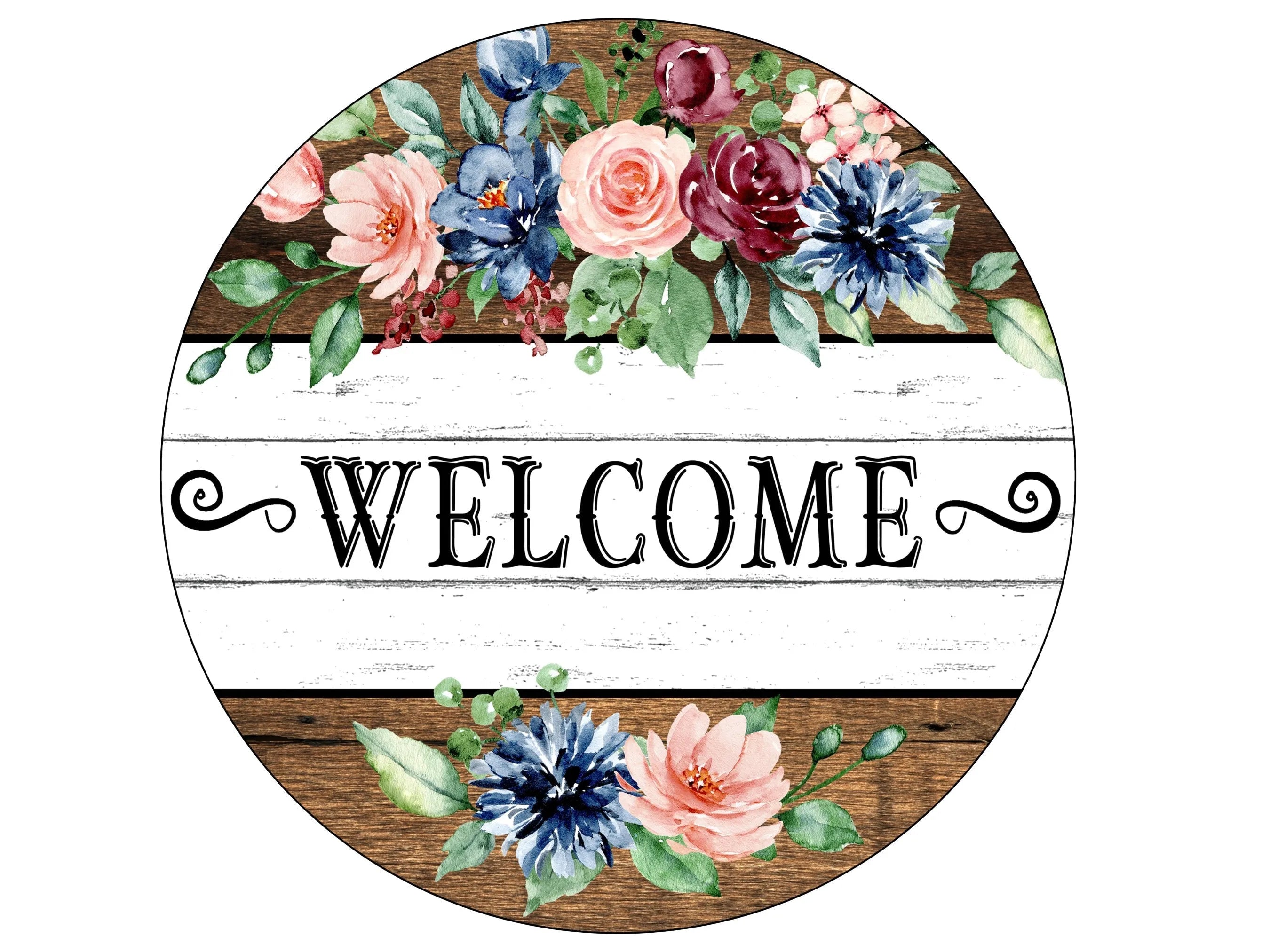 farmhouse floral shiplap welcome sign, rustic blue flowers sign, shiplap and barn wood sign