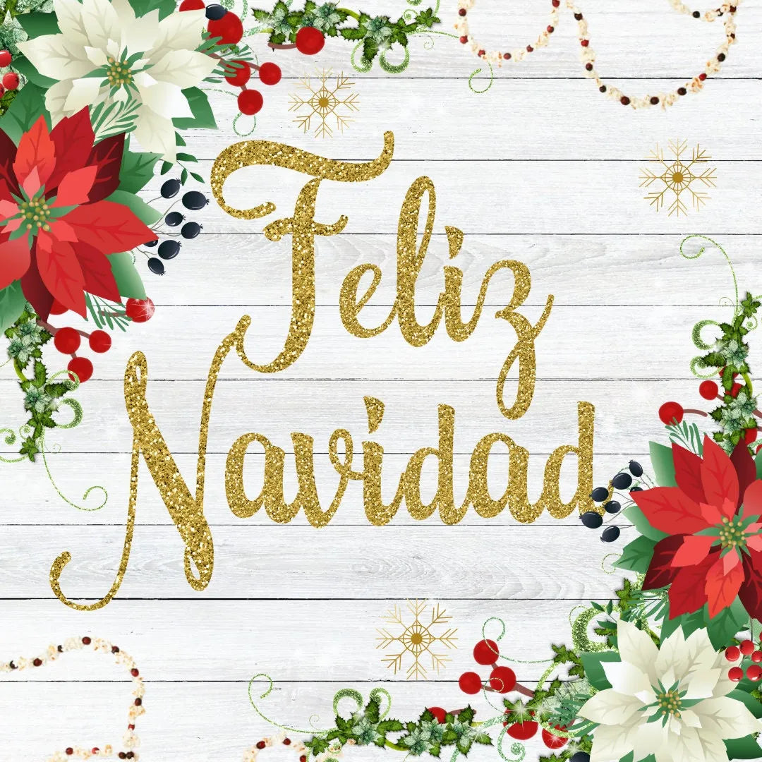 Feliz Navidad Poinsettia Sign, Rustic Shiplap Christmas Wall Art, Farmhouse Spanish Christmas Decor, Gold Glitter Feliz Navidad Plaque