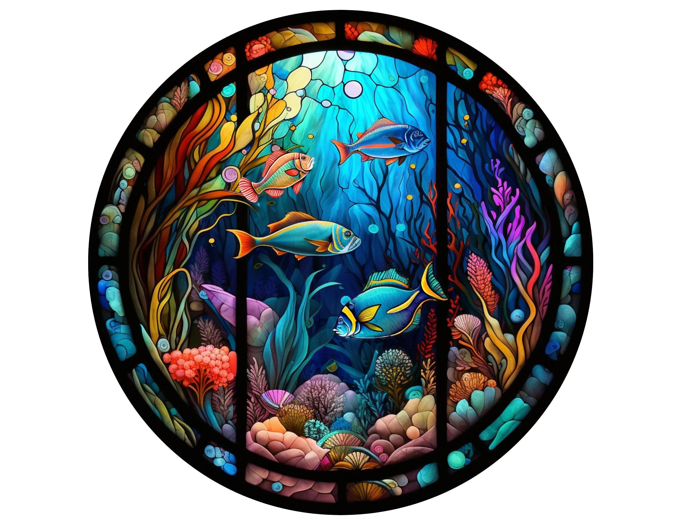 fish in aquarium swimming wreath sign, under water fish tank wall art, under the sea tank sign