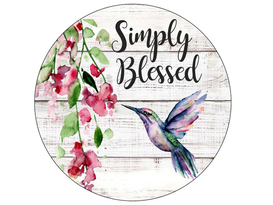 Floral hummingbird wreath sign, hummingbird wreath attachment, inspirational sign, watercolor floral design, hummingbird collector