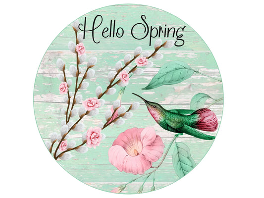 Floral hummingbird wreath sign, hummingbird wreath attachment, inspirational sign, watercolor floral design, hummingbird collector