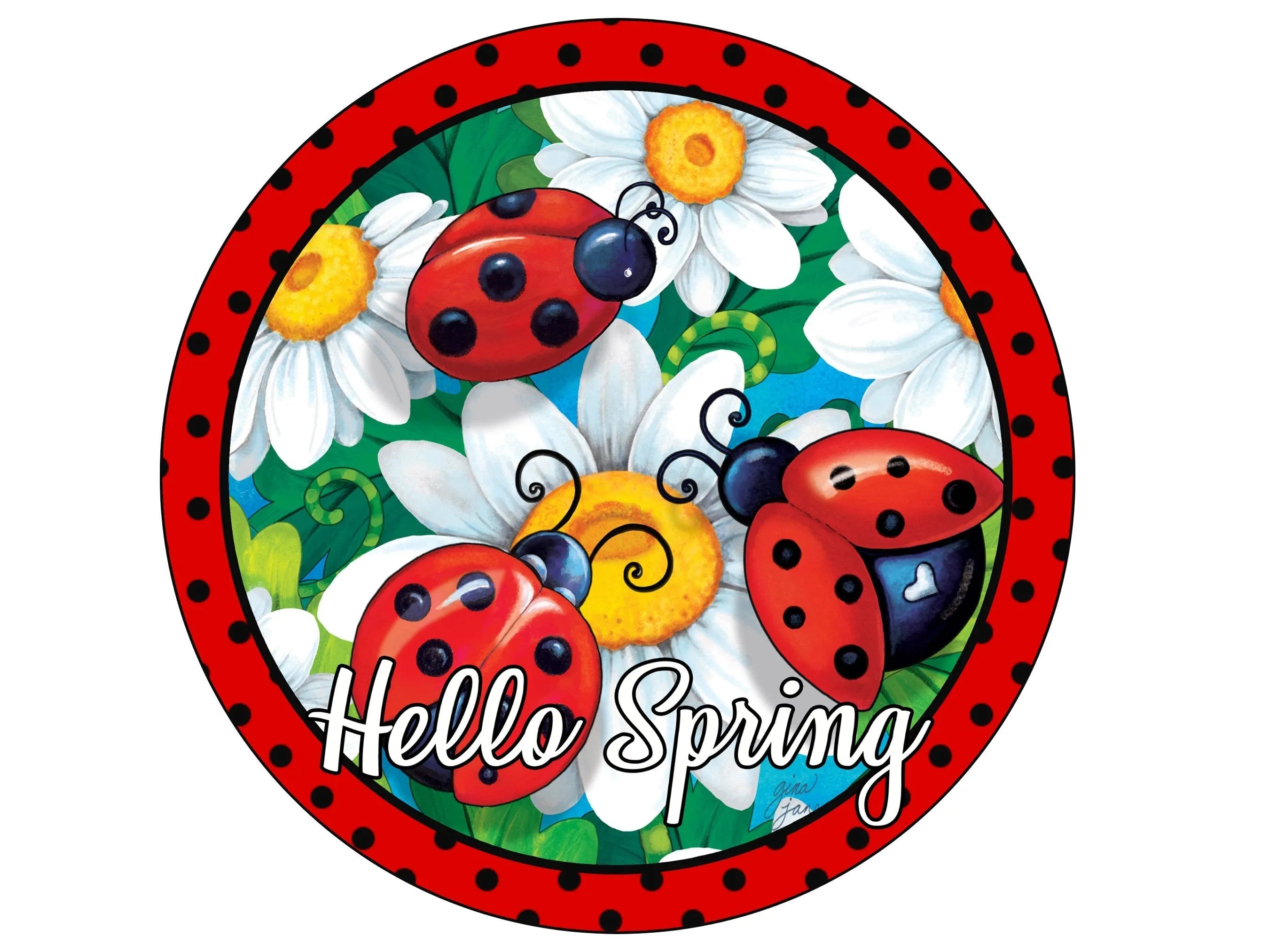 floral Welcome lady bug wreath sign, lady bug sign, spring wreath sign, polka dot kitchen sign, lady bug sign for summer