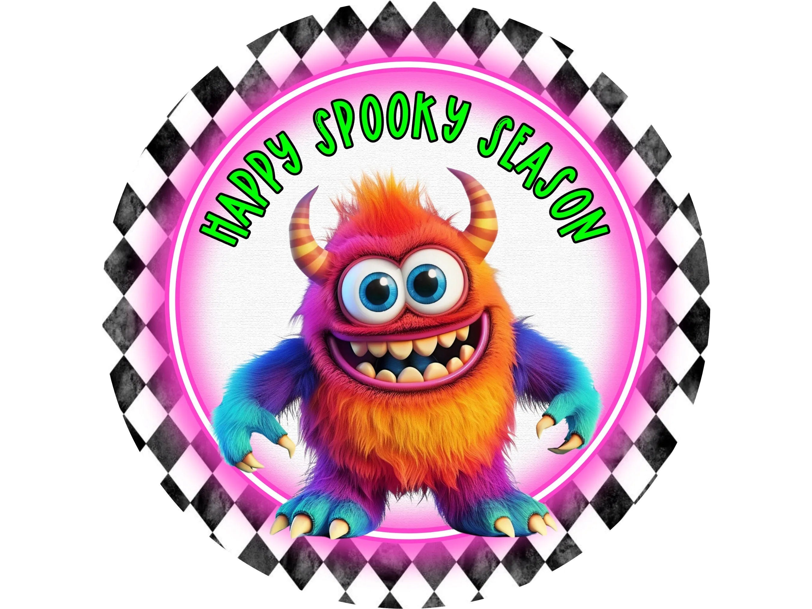 Funky Orange Monster Delight Sign, Halloween Spooky Cheer, Vibrant Monster-Themed Wall Art