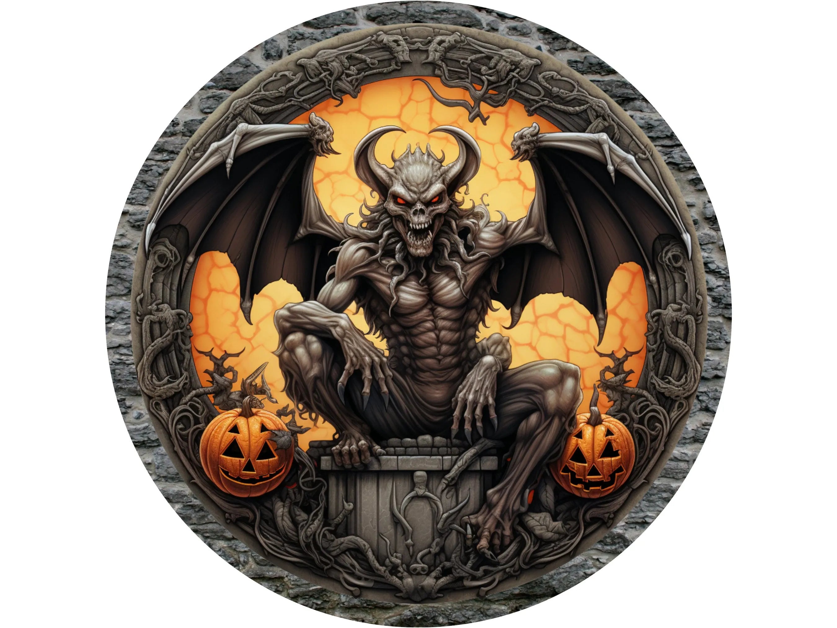 Gargoyle Halloween Metal Sign, Spooky Decor Gothic Wall Art, Haunted House Decoration, Fall Porch Art. Perfect Halloween Gift