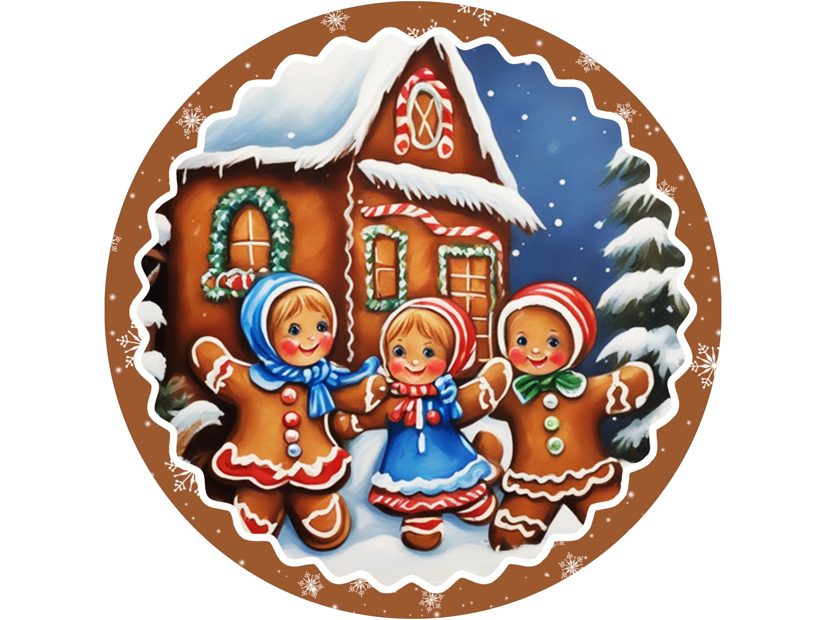 gingerbread friends dancing merry Christmas sign for front door, gingerbread house wreath sign, sign for December