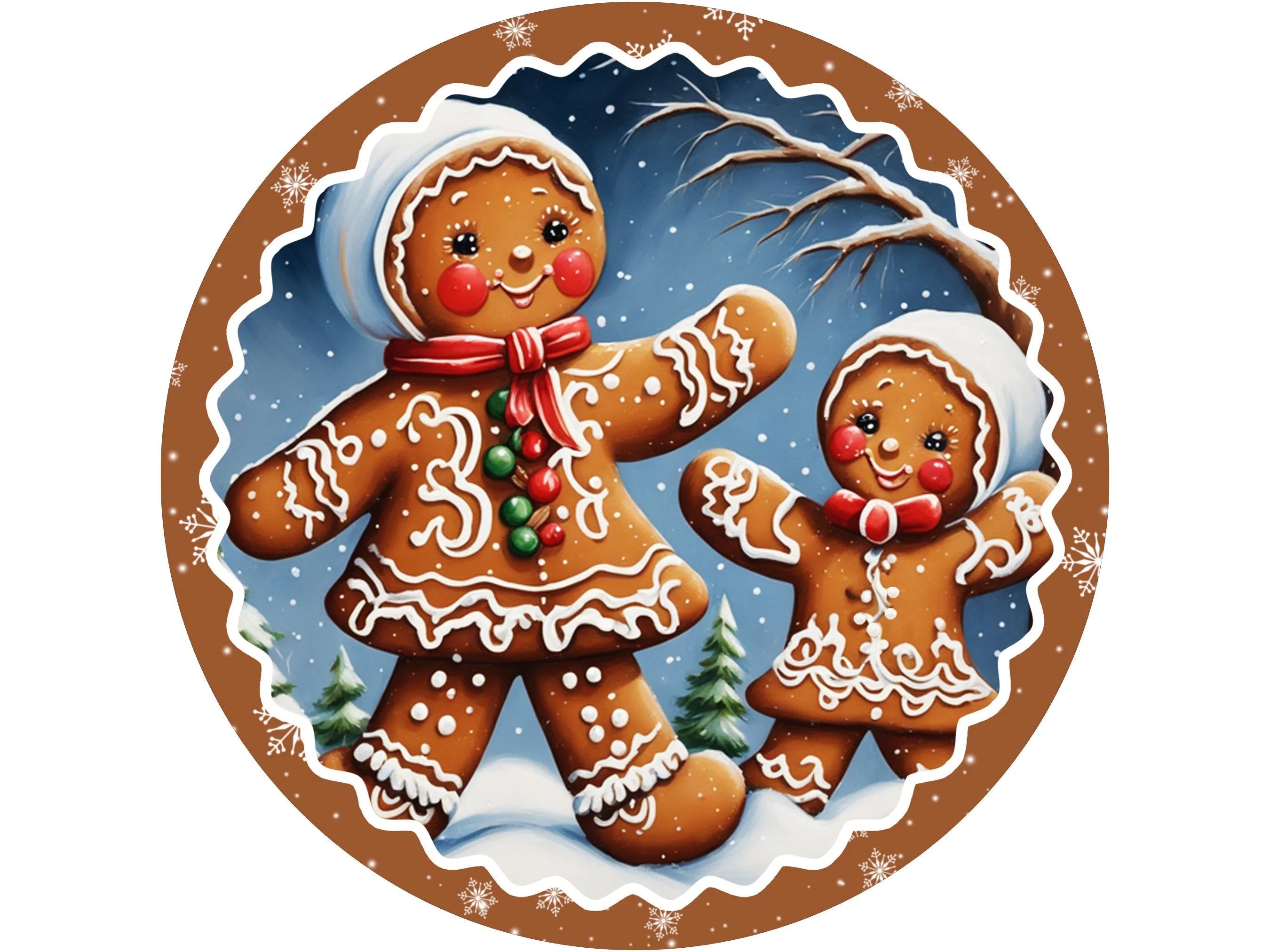 gingerbread mom and daughter merry Christmas sign for front door, gingerbread wreath sign, sign for December