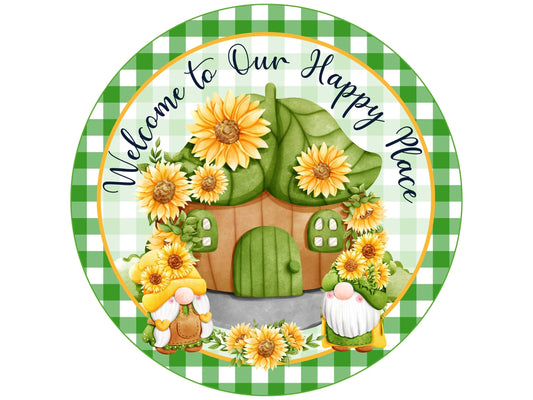 green buffalo check gnome couple sign, gnomes and sunflowers sign, sunflower gnomes wreath sign, spring gnomes sign