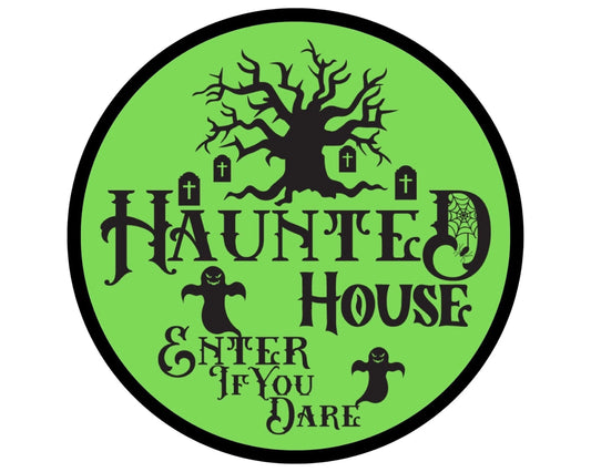 Halloween Haunted House wreath sign, Haunted House wreath attachment, Haunted House sign, Trick or Treat decor, Halloween wall art