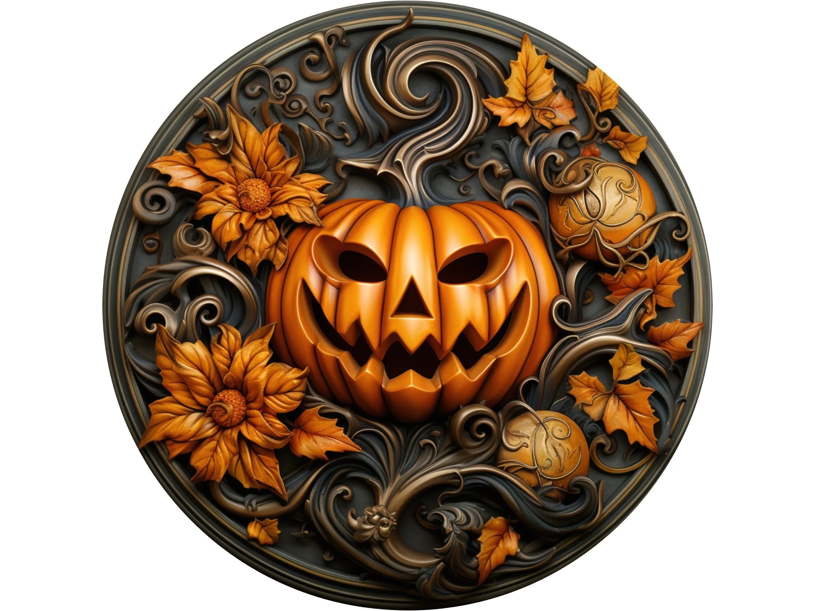 Halloween Pumpkin Metal Sign, Spooky Fall Decor Jack O Lantern Decoration, Autumn Home Art, Festive Wall Art, Perfect Halloween Gift