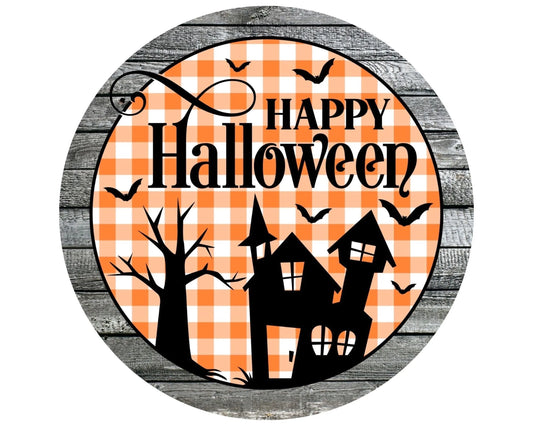 Happy Halloween haunted house wreath sign, skull and cross bones wreath attachment, Haunted House sign, Trick or Treat, Halloween wall art