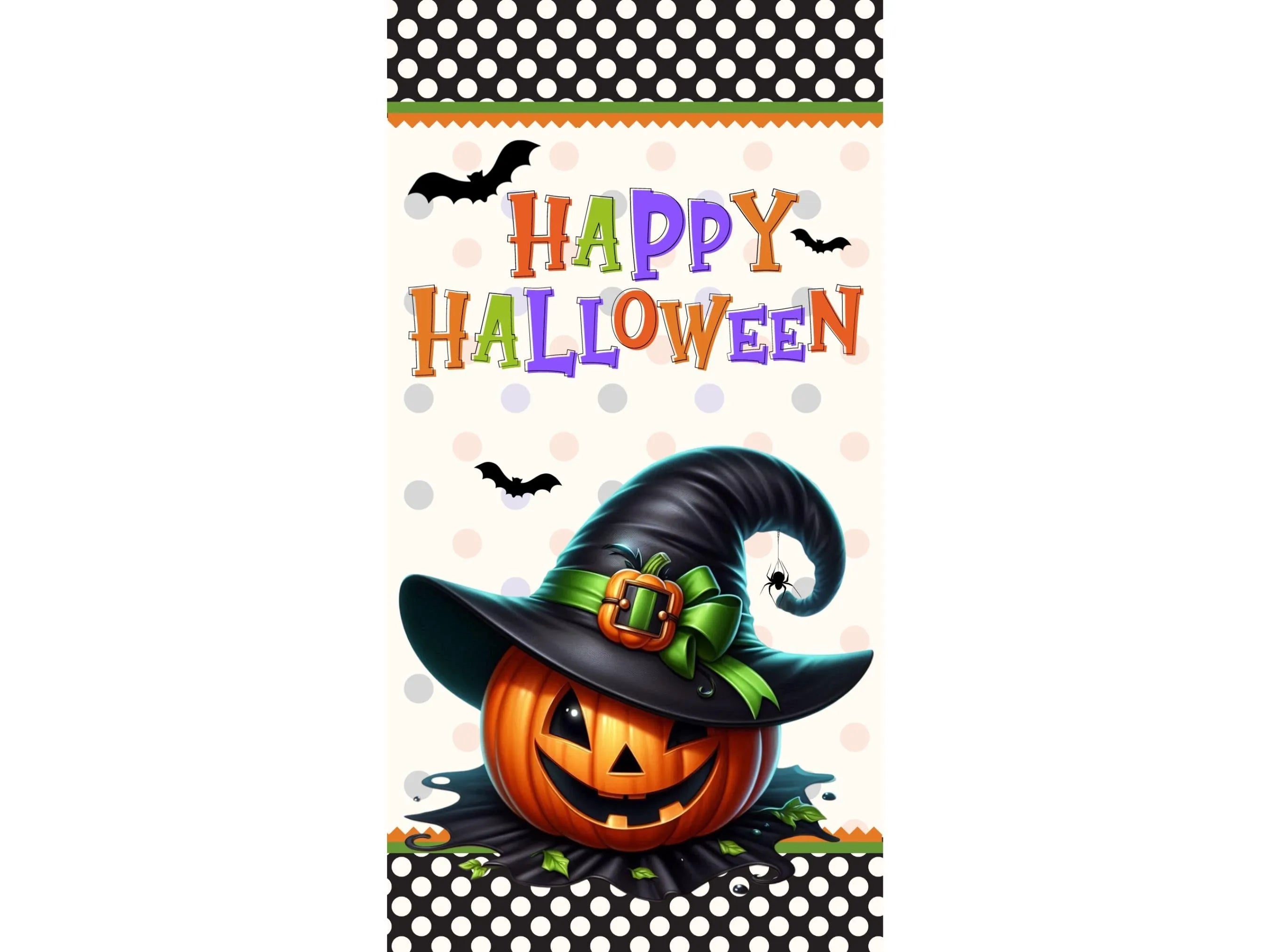 Happy Halloween Sign | Pumpkin Witch Hat Halloween Decor | Spooky Halloween Wall Art | Halloween Party Decoration