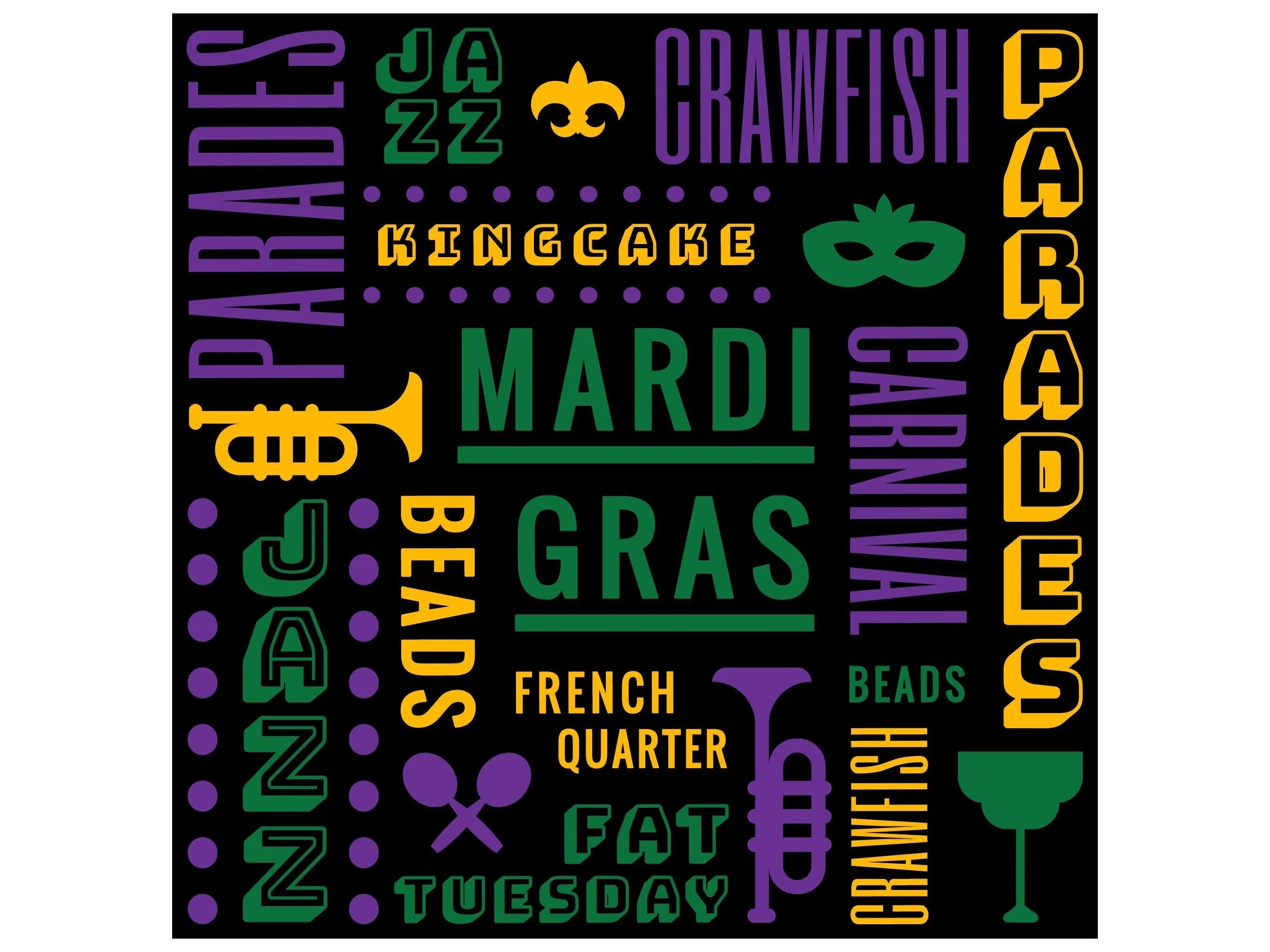 Happy Mardi Gras subway art wreath sign, Mardi Gras beads jazz festival wreath attachment, jazz festival parade subway wall art