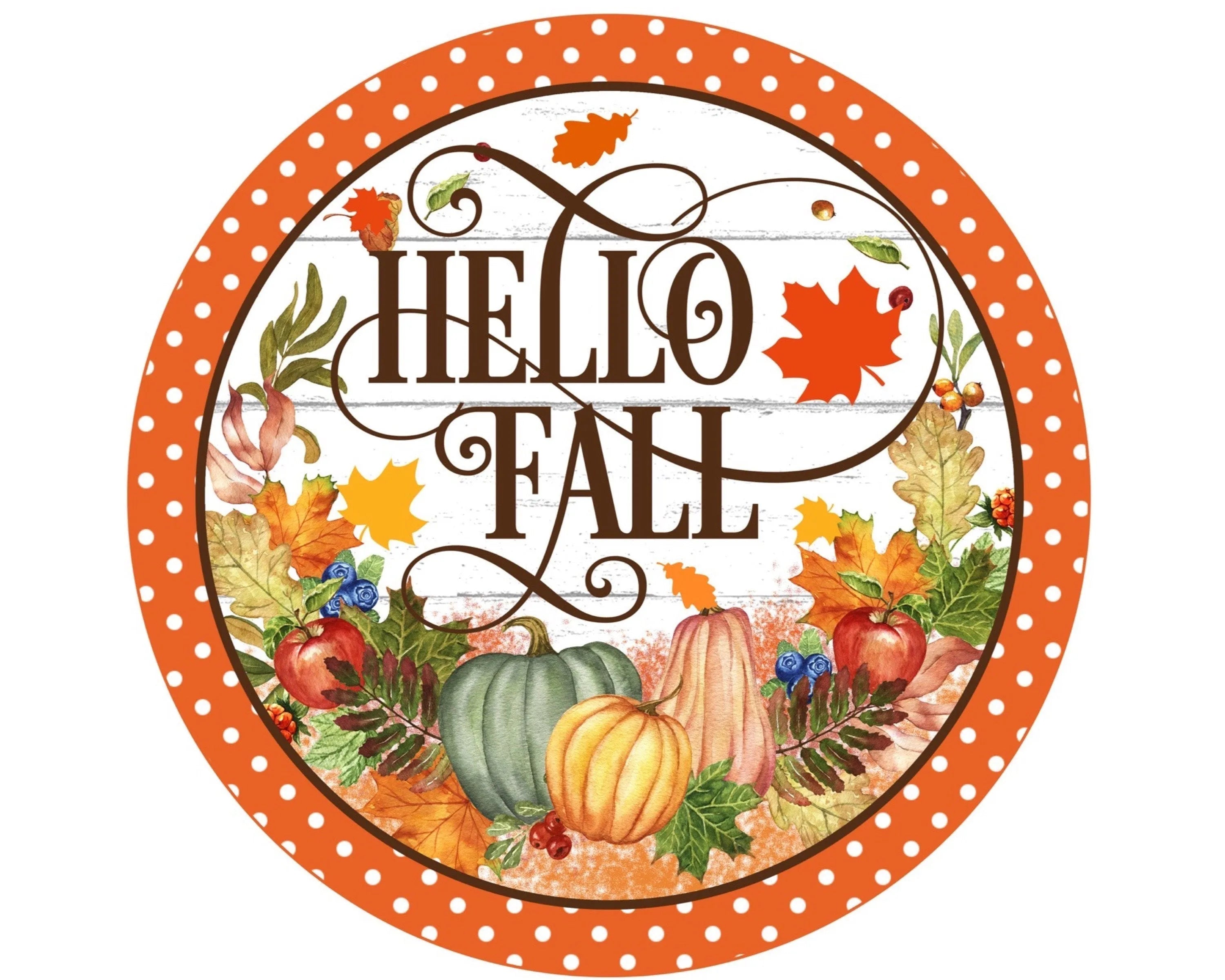 Hello Fall Wreath Sign, fall pumpkin wreath attachment, pumpkin patch decor, pumpkin party, fall party, farmhouse fall sign, autumn sign