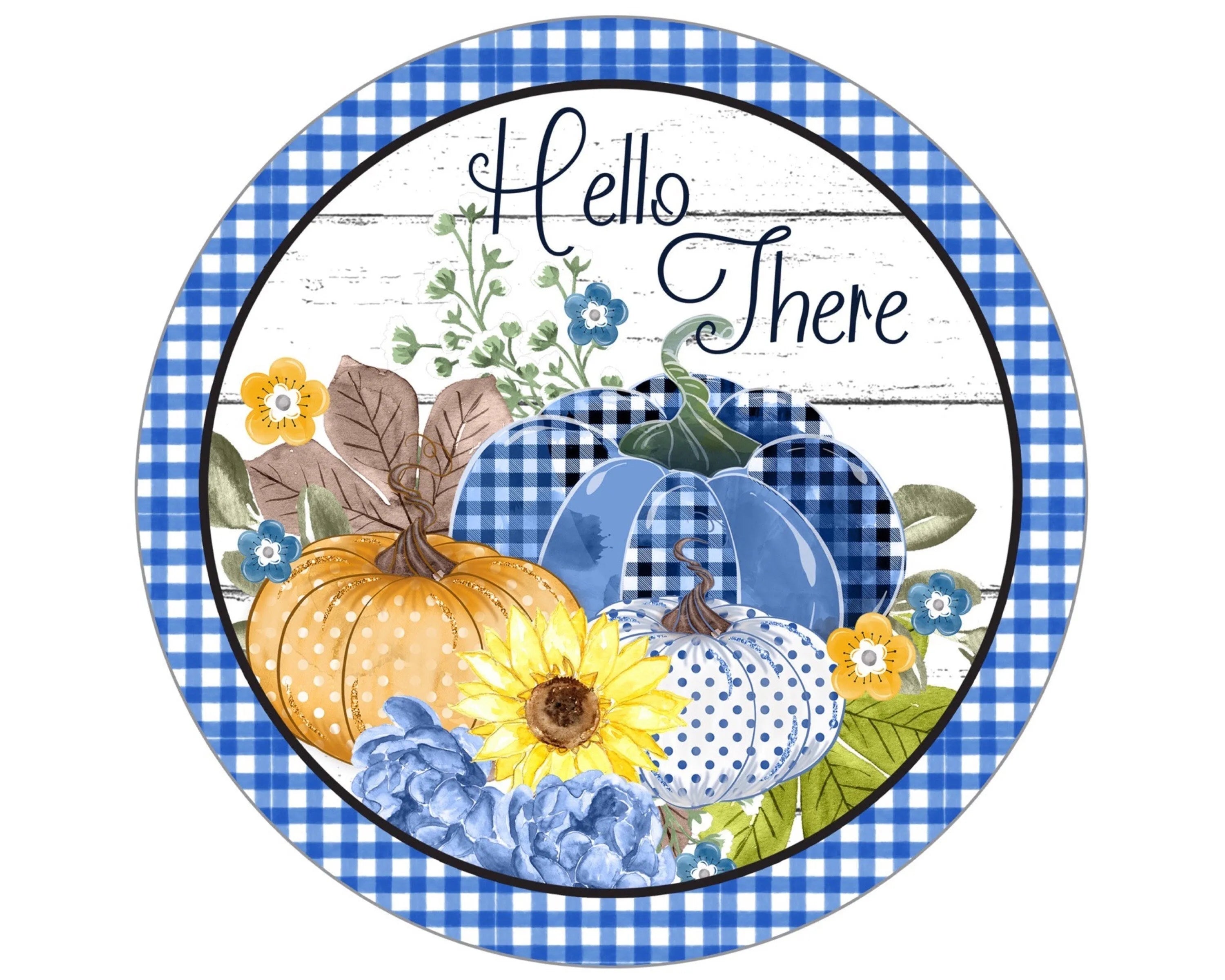 Hello Fall Wreath Sign, fall pumpkin wreath attachment, pumpkin and sunflower decor, pumpkin party, fall party, farmhouse fall sign