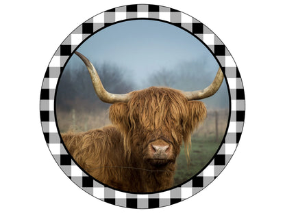 highland cow welcome wreath sign, highland cow welcome sign, farm life welcome sign, farmhouse cow sign, highland cows and pasture sign