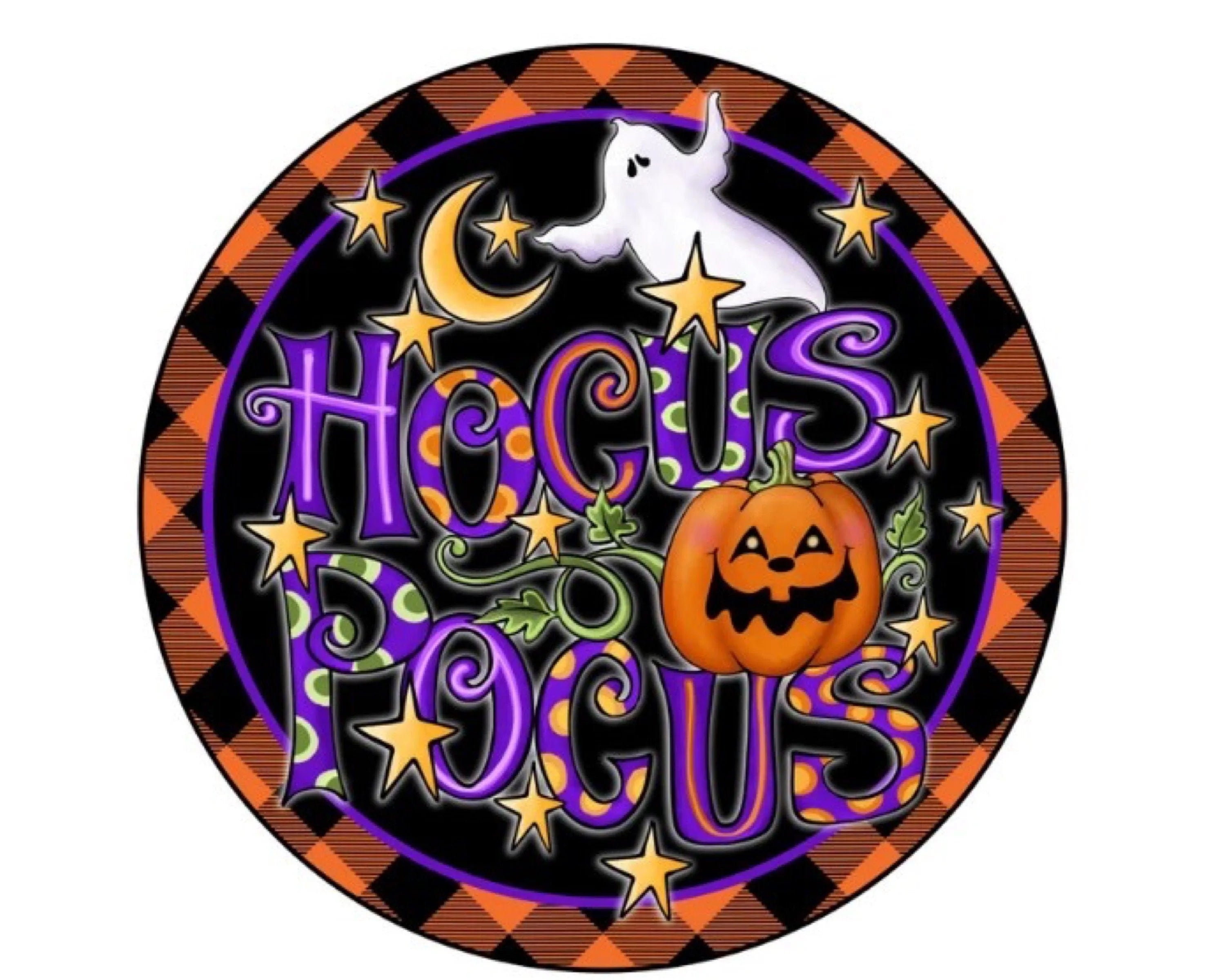 hocus pocus Halloween sign, Halloween wreath attachment, Halloween decor, Halloween ghost sign, Halloween pumpkin sign, hocus pocus sign