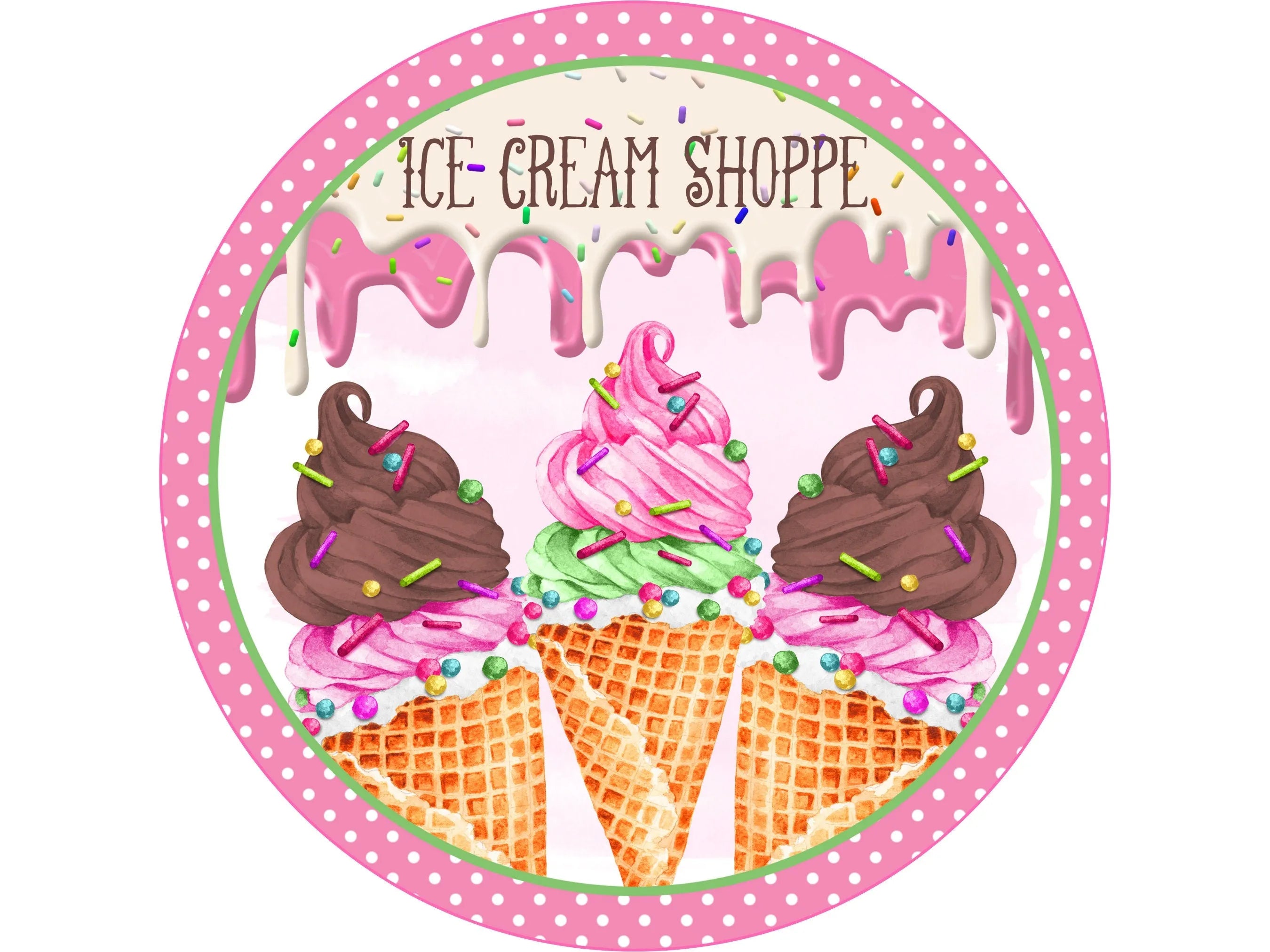 Ice Cream Shoppe Metal Sign, Cute Dessert Decor, Retro Kitchen Art, Vintage Ice Cream Parlor Sign, Sweet Treats Decor, Fun Wall Art