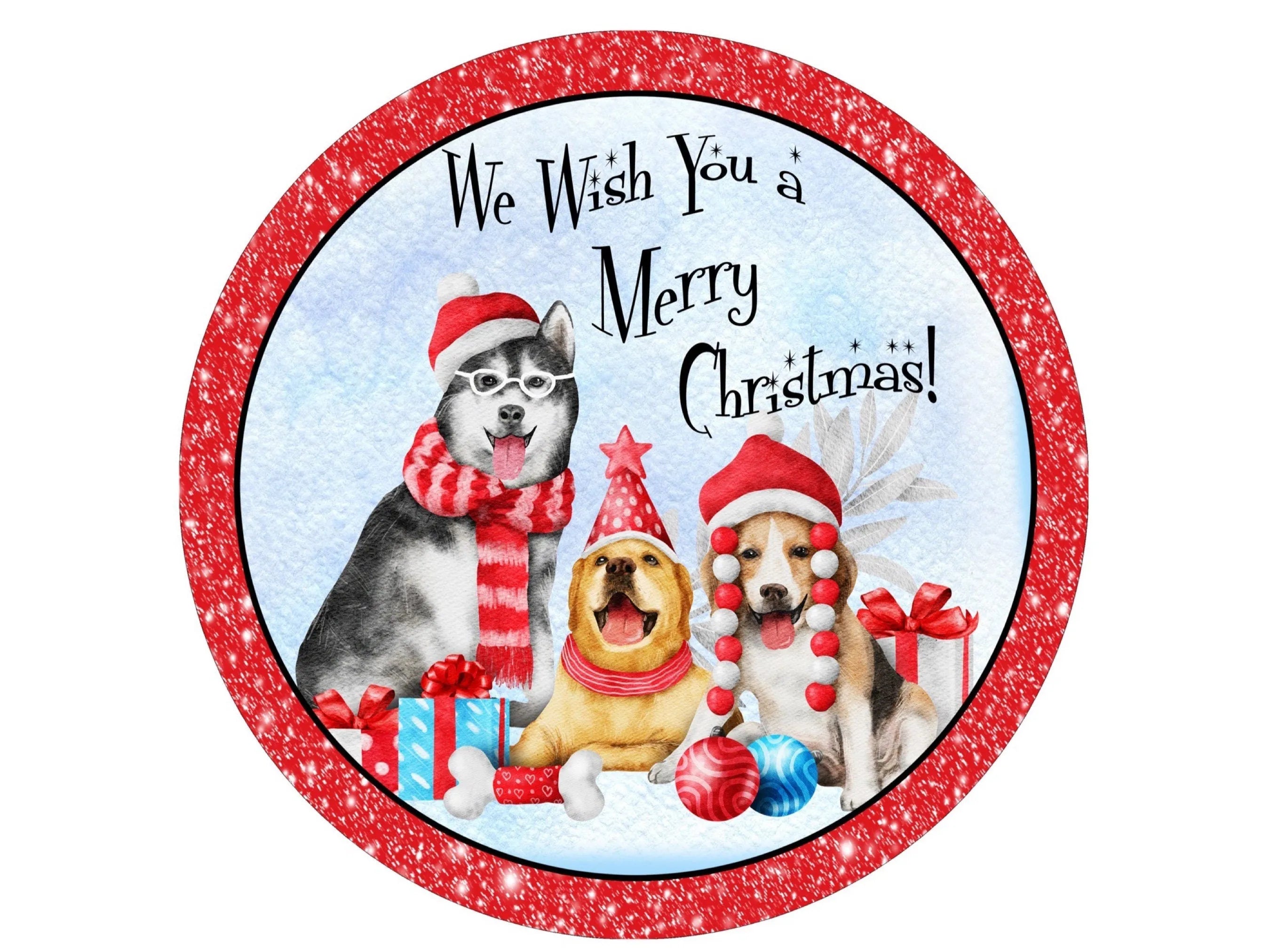 Merry Christmas dog friends Christmas wreath sign, sign for Christmas, sign for dog lover, sign for December