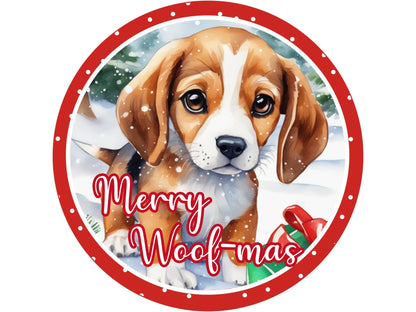 merry woof-mas puppy dog Christmas wreath sign, sign for Christmas, sign for dog lover, sign for December