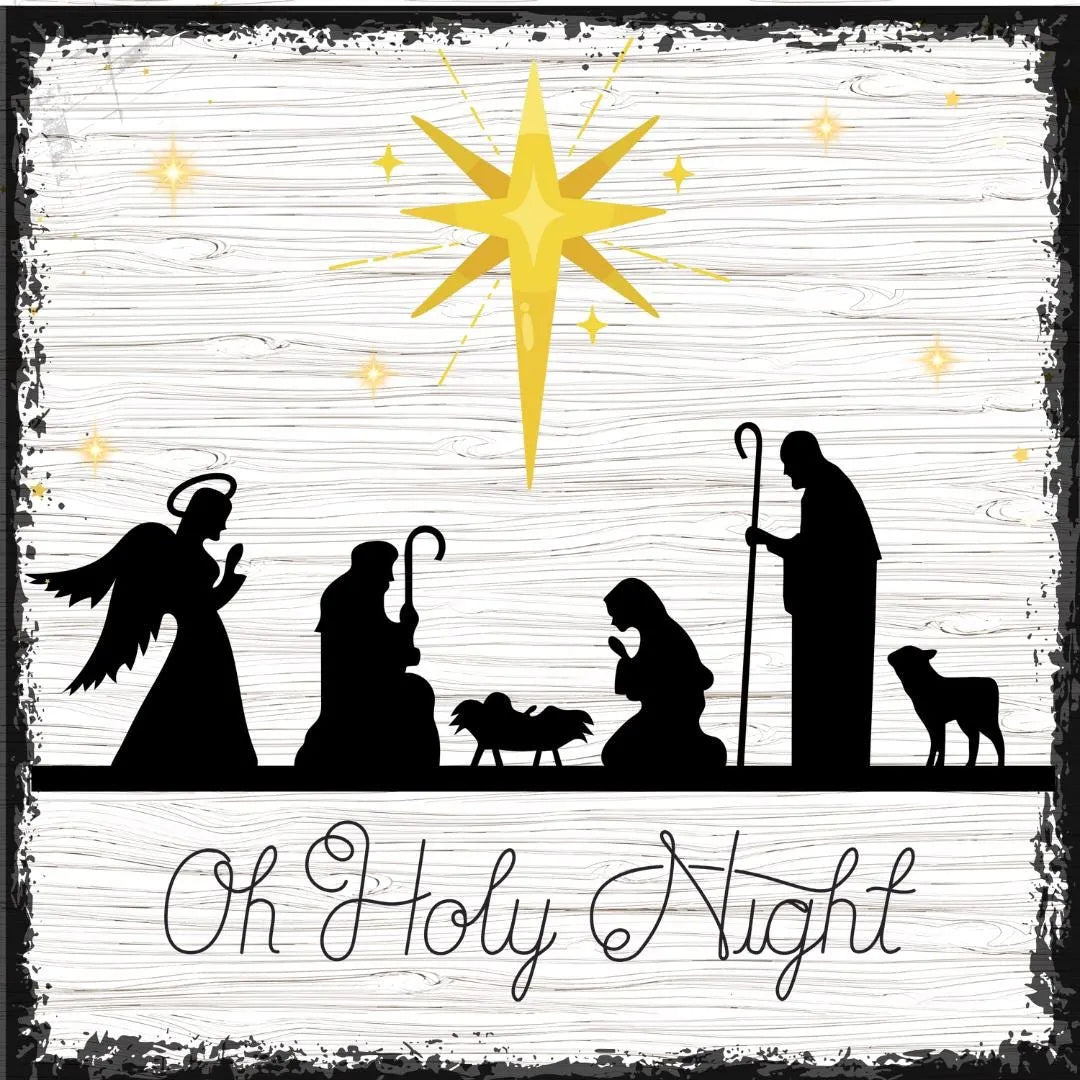 O Holy Night Nativity Scene Sign - Religious Christmas Decor - Manger Scene Wall Art - Christian Holiday Decor