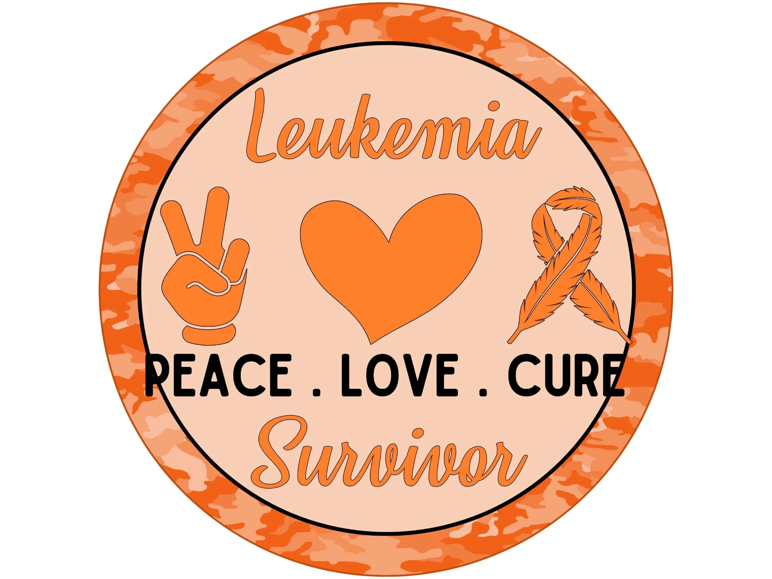 orange Leukemia Awareness ribbon wreath sign, sign for September, cancer support wreath attachment