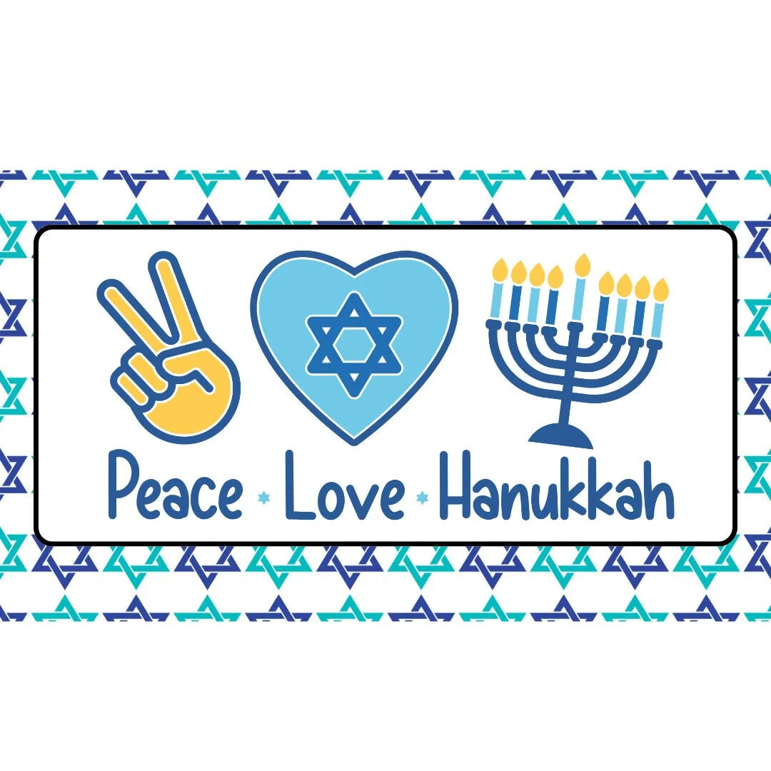 Peace Love Hanukkah Sign, Menorah Jewish Holiday Decor, Star of David Hanukkah Wall Art, Hanukkah Celebration Metal Sign