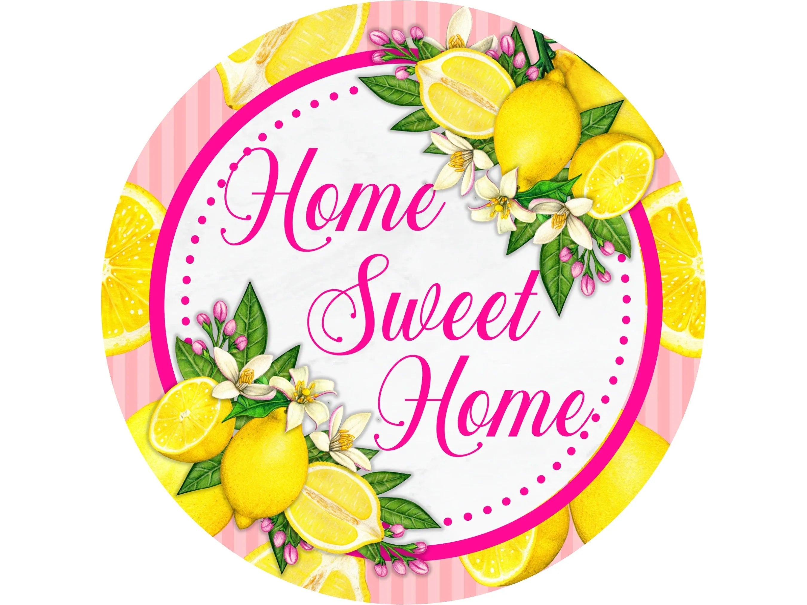 pink and yellow floral Welcome wreath sign with lemons, lemon wreath attachment, summer lemon decor, citrus door hanger, kitchen citrus sign