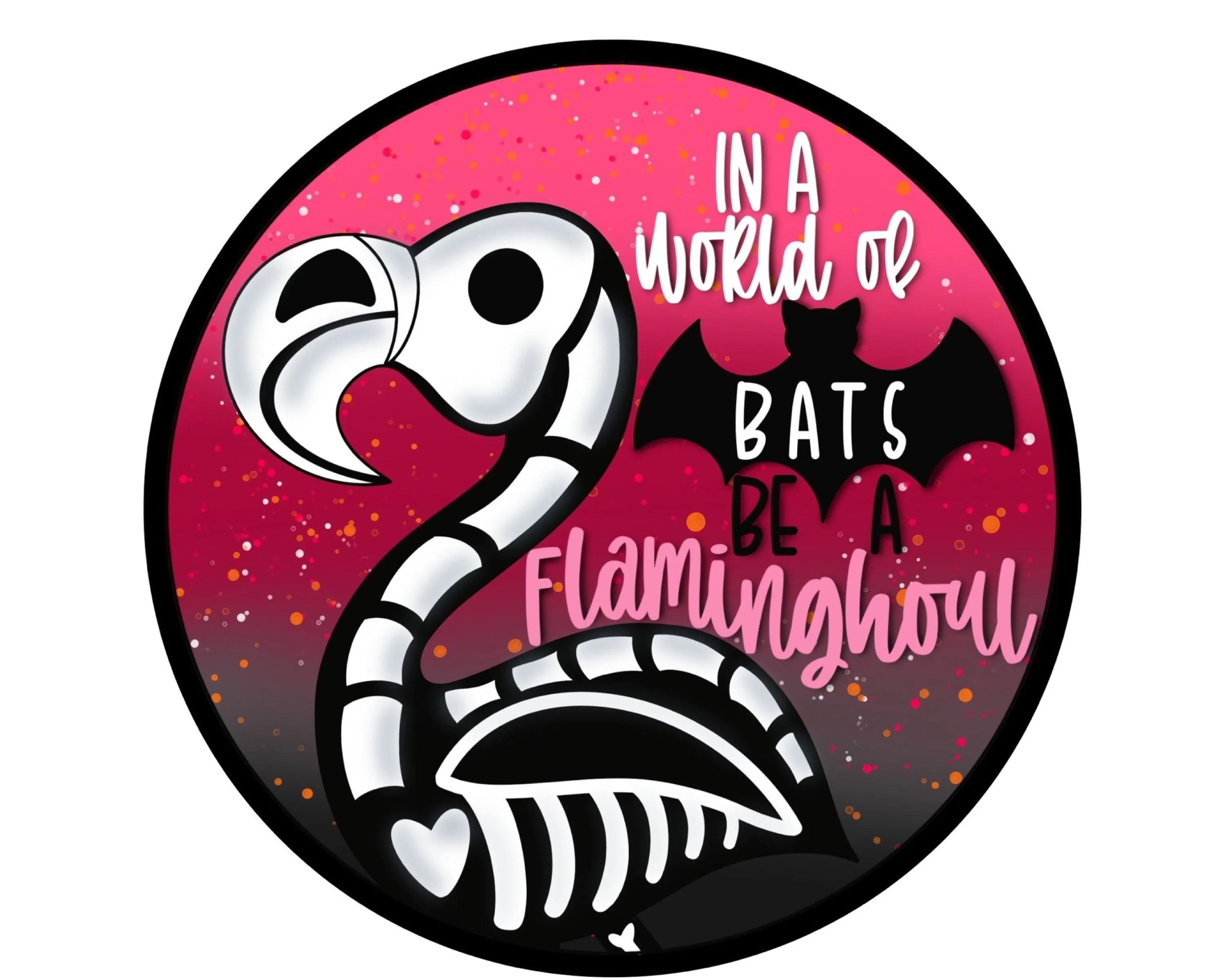 Pink Flamingo Skeleton Bats Halloween Wreath Sign, gift for flamingo collector, pink Halloween decor, flamingo Halloween party