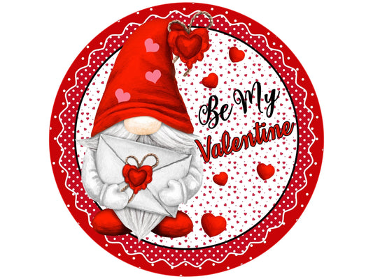 polka dot gnome be my valentine front door wreath sign, special delivery gnome for valentines wall art, Happy Valentine's Day gnome sign