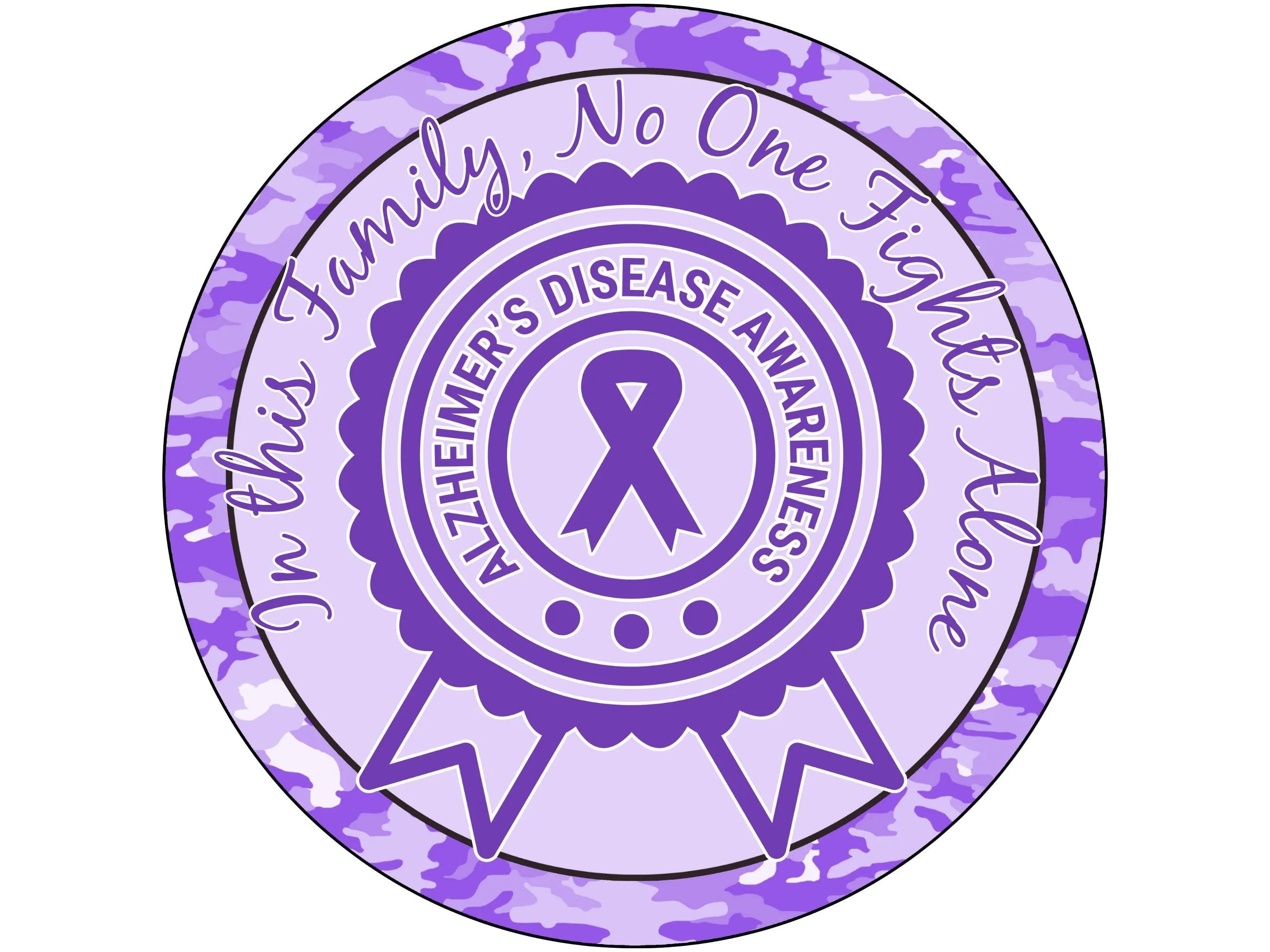 purple Alzheimer's Awareness ribbon wreath sign, sign for June, memory support wreath attachment