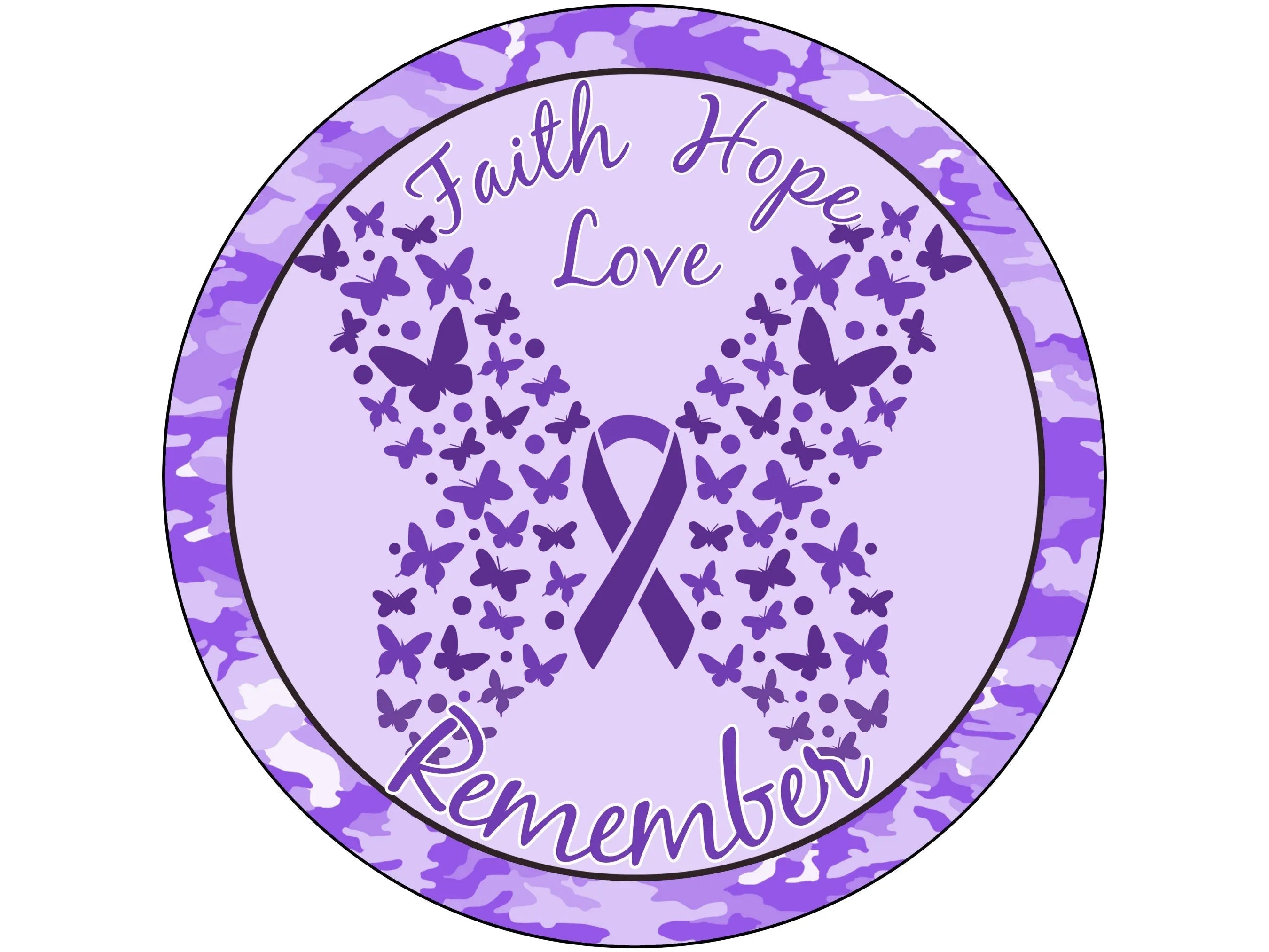 purple butterfly Alzheimer's Awareness ribbon wreath sign, sign for June, memory support wreath attachment