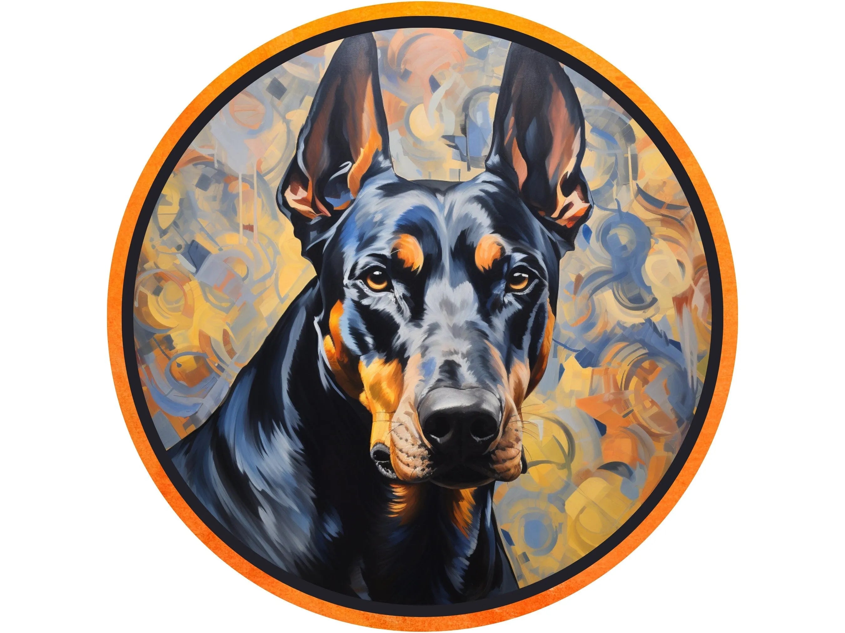 realistic painting of a Doberman Pincher dog wreath sign, sign for dog lover, oil painting Doberman dog wall art