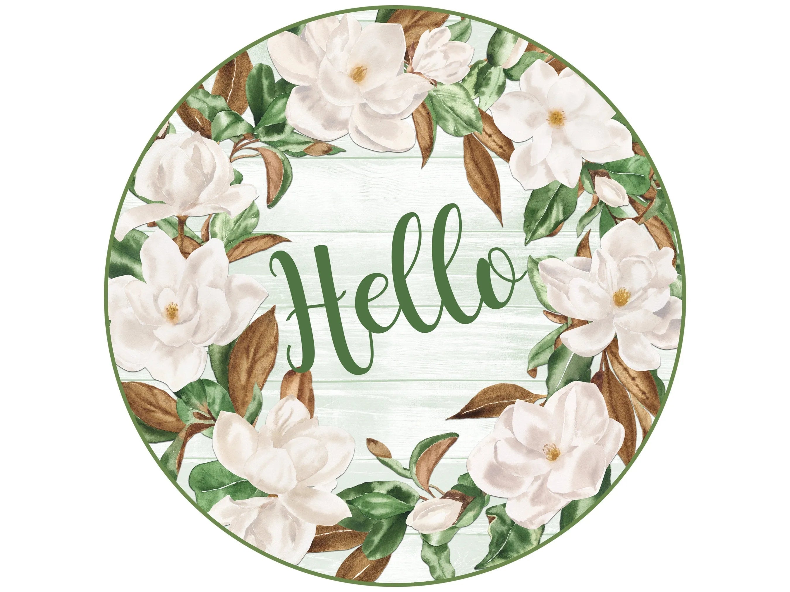 rustic hello southern magnolia wreath sign, shiplap country magnolia wreath attachment, southern magnolia hello wall art