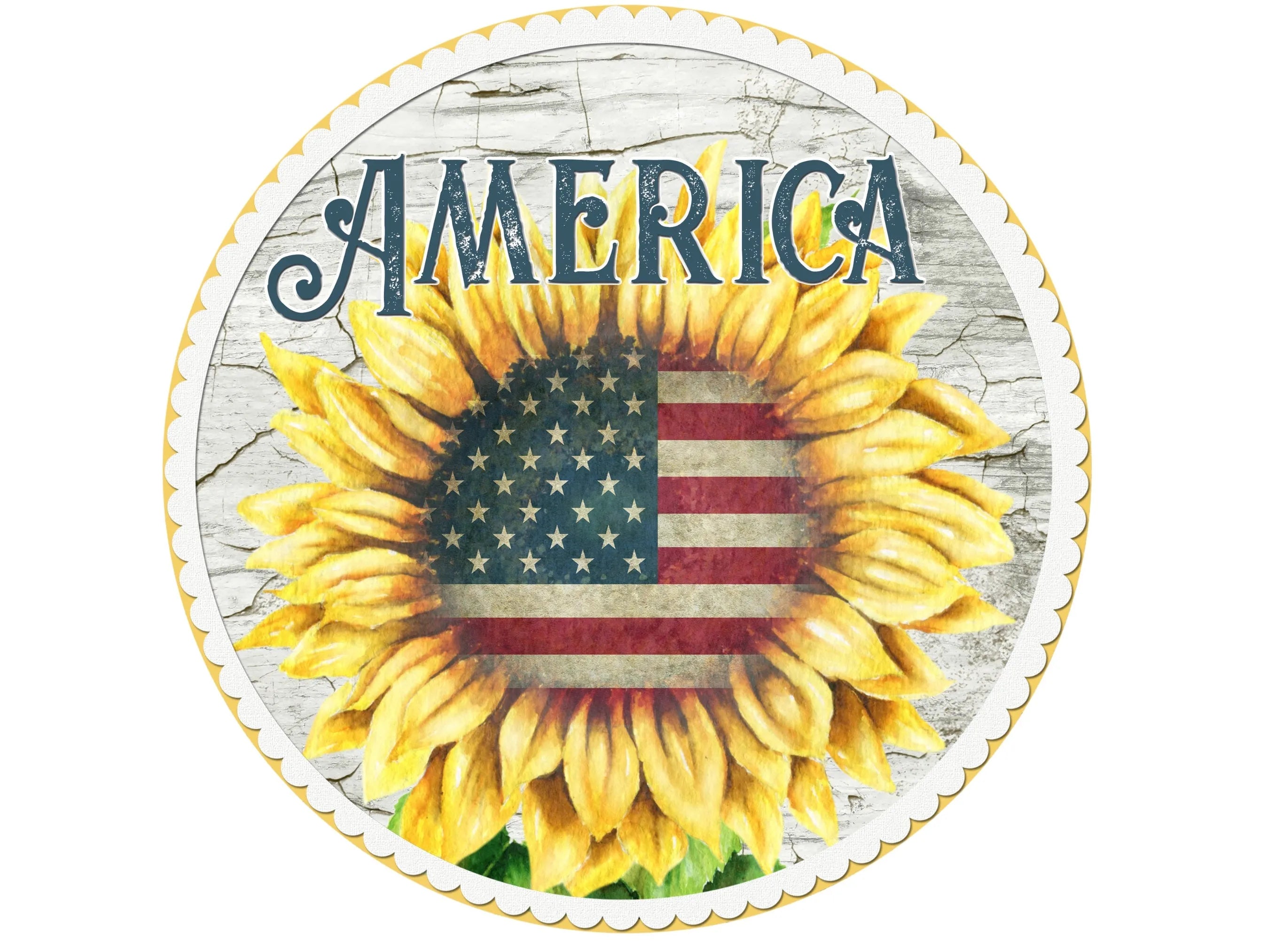 rustic shiplap American flag sunflower wreath sign, American Flad sign, farmhouse sunflower patriotic sign, Americana sign