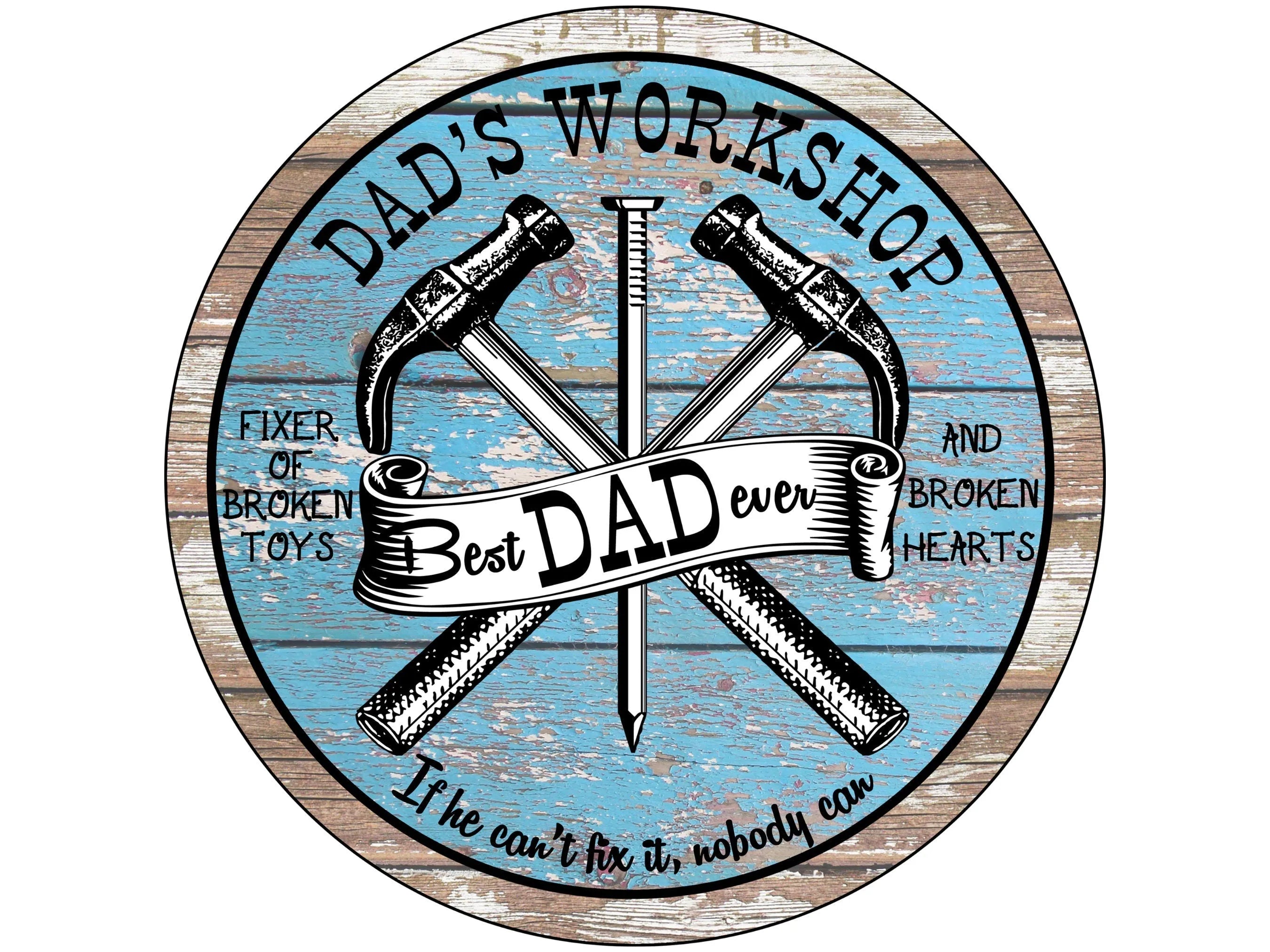 rustic shiplap fathers day wreath sign, antique dad's workshop wreath attachment, distressed man cave wall art