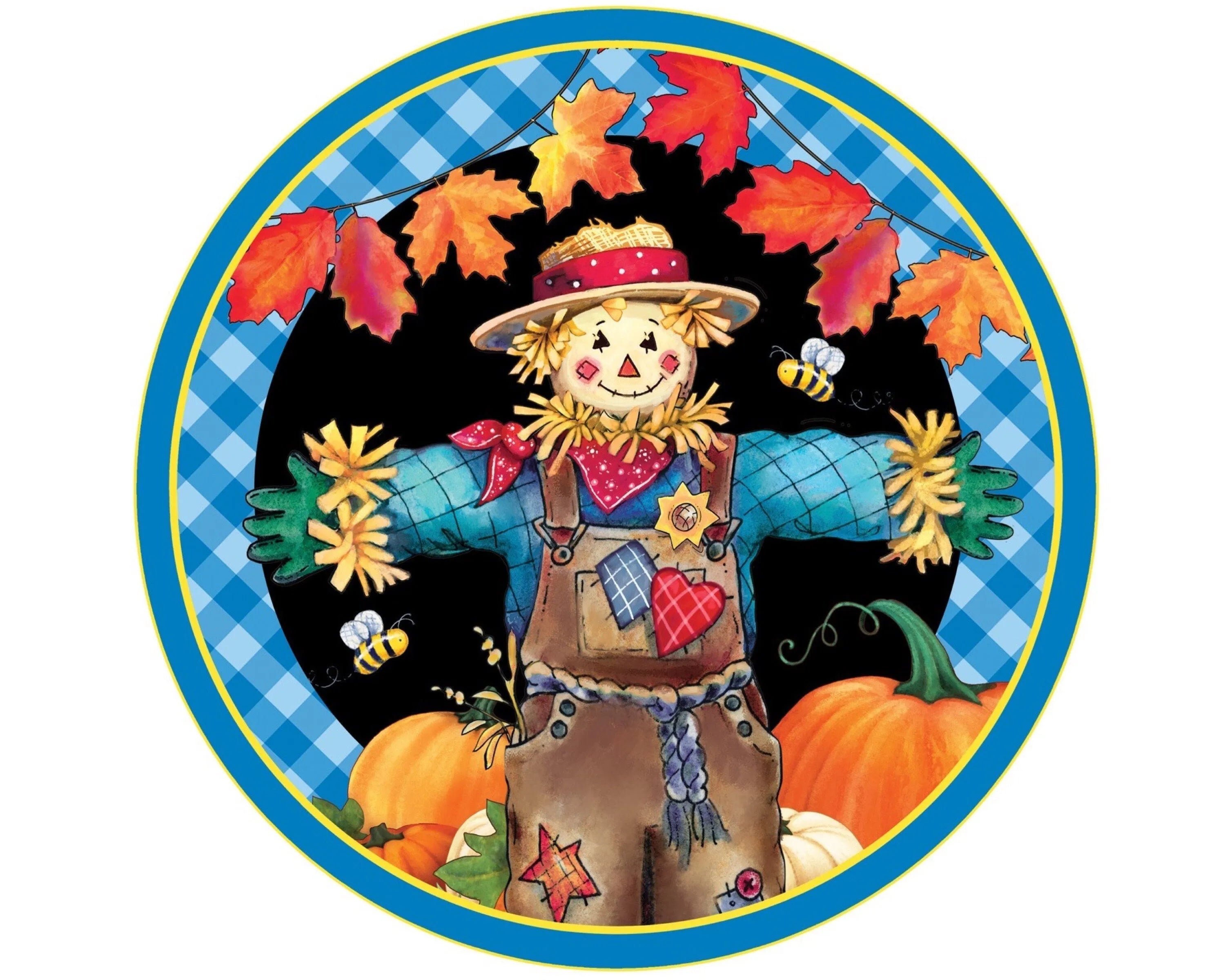 Scarecrow Fall Wreath Sign, fall pumpkin wreath attachment, scarecrow wall art, pumpkin patch sign, fall party, scarecrow collector