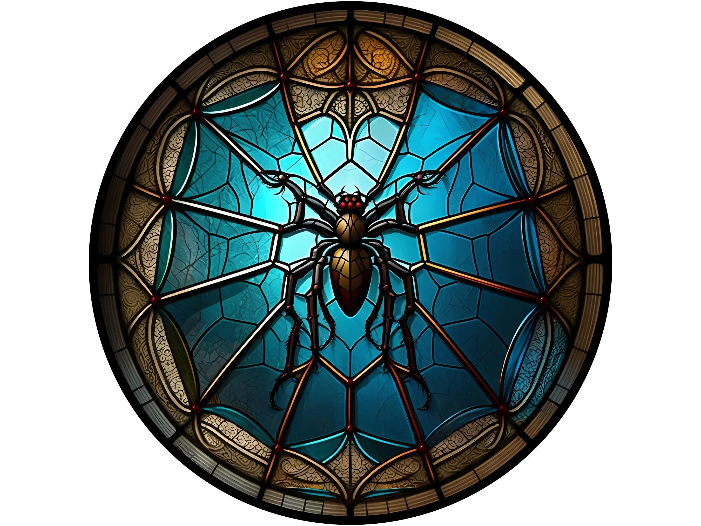 stained glass creepy spider on a web wreath sign, sign for Halloween, sign for October