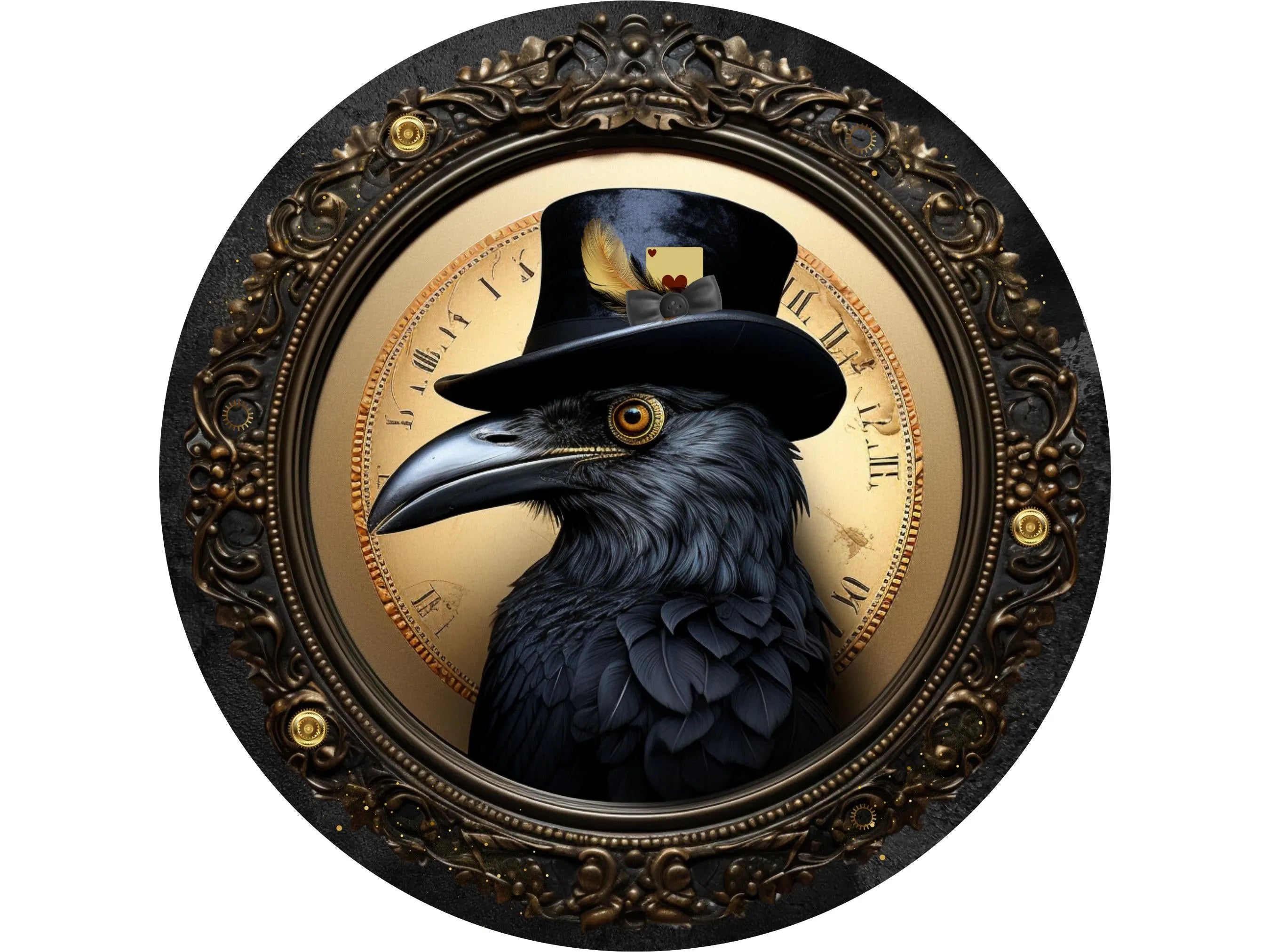 Steampunk Black Crow Halloween Sign | Gothic Steampunk Decor | Vintage Crow Wall Art | Spooky Steampunk Raven Decor | Steampunk Clock Sign