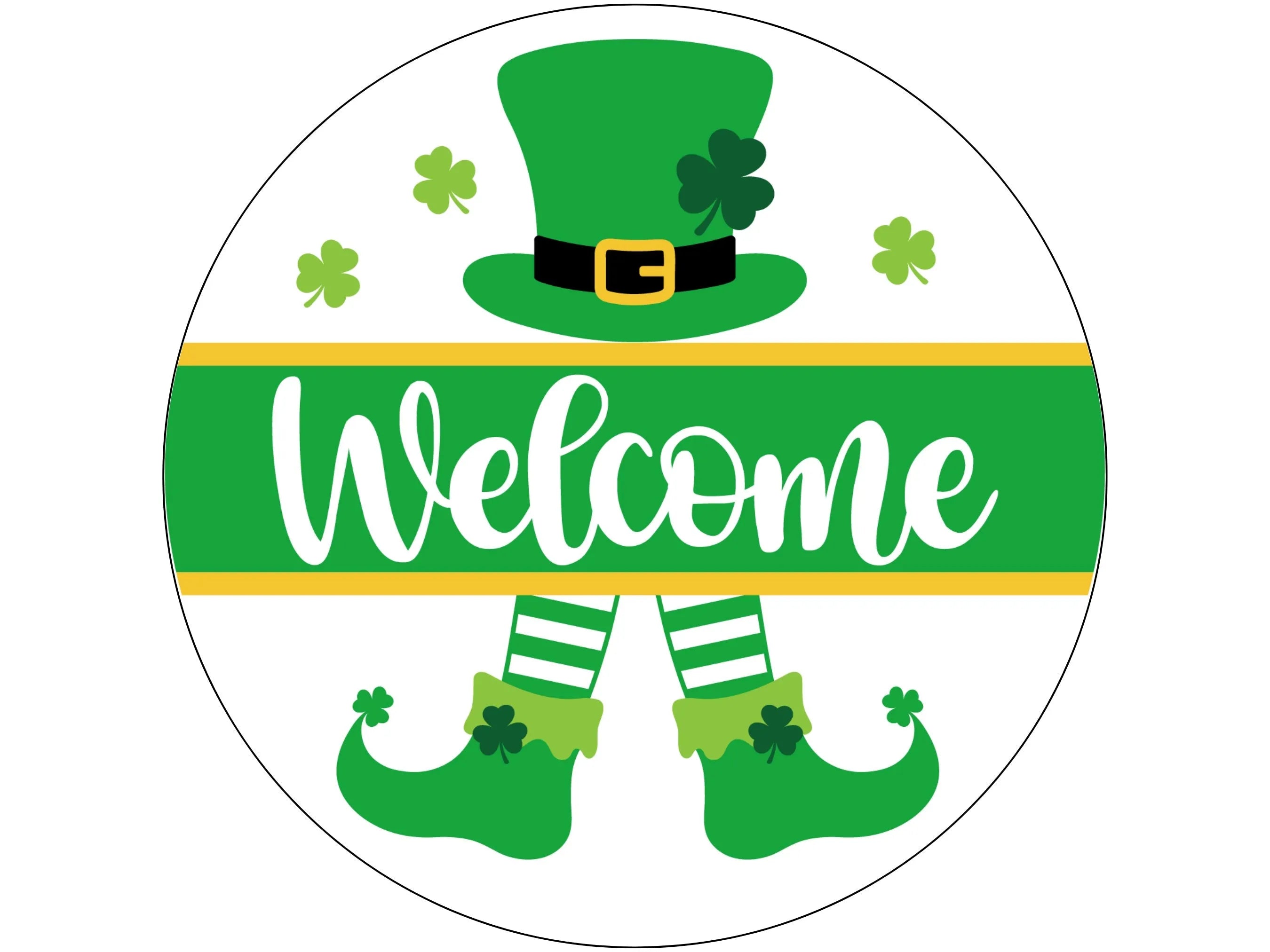 St. Patrick's Day shamrock leprechaun wreath sign, sign for March, 4 leaf clover wall art, leprechaun sign