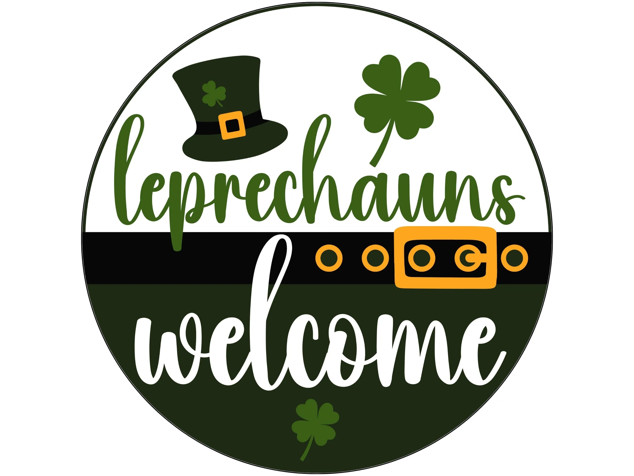 St. Patrick's Day shamrock leprechaun wreath sign, sign for March, 4 leaf clover wall art, leprechaun sign