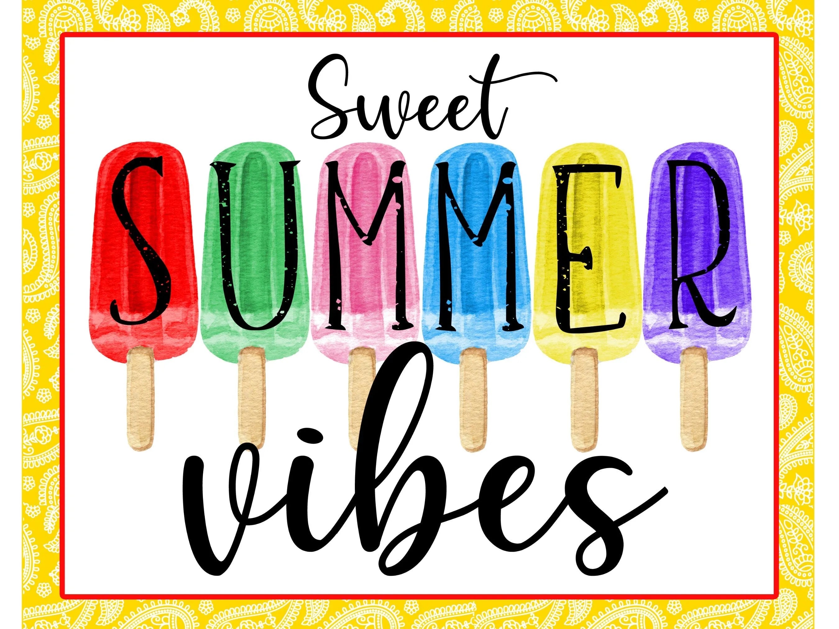 Sweet Summer Vibes Rainbow Popsicle Wreath Sign