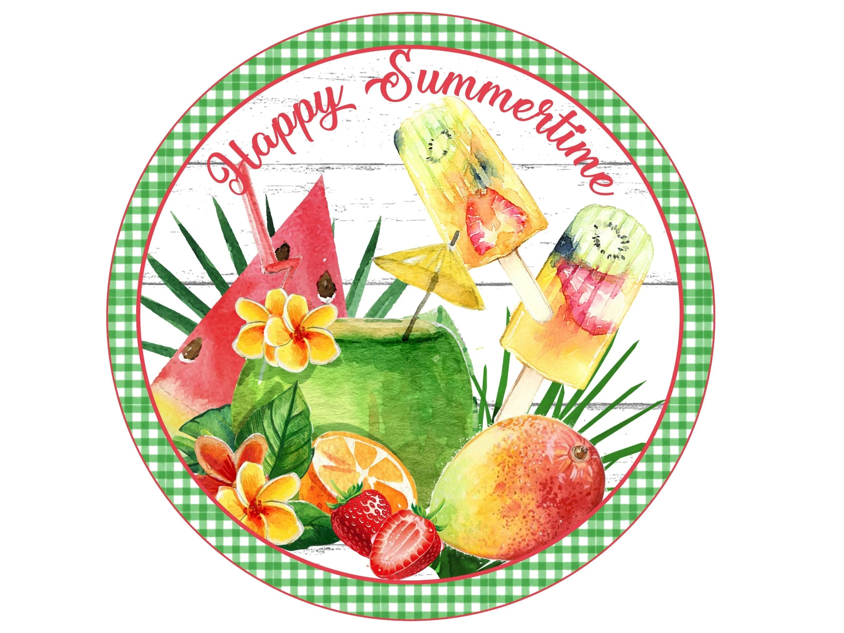 Summertime watermelon popsicle sign, fun summertime wreath attachment, pool party wreath sign, hello summer watermelon sign