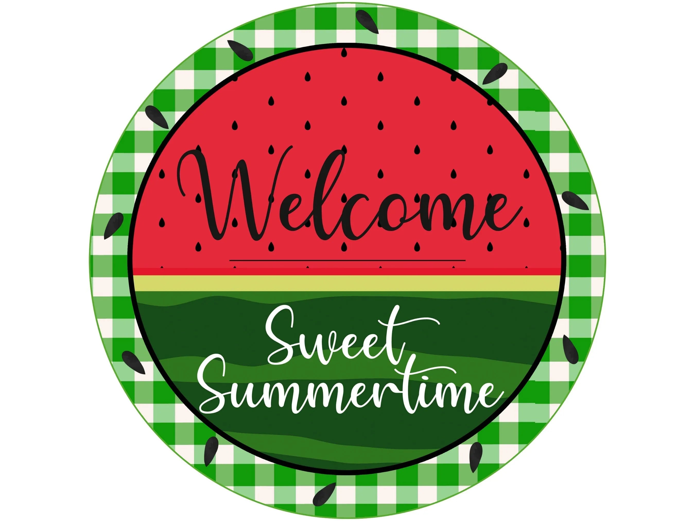 Summertime watermelon sign, fun summertime wreath attachment, watermelon collector, pool party wreath sign, hello summer watermelon sign