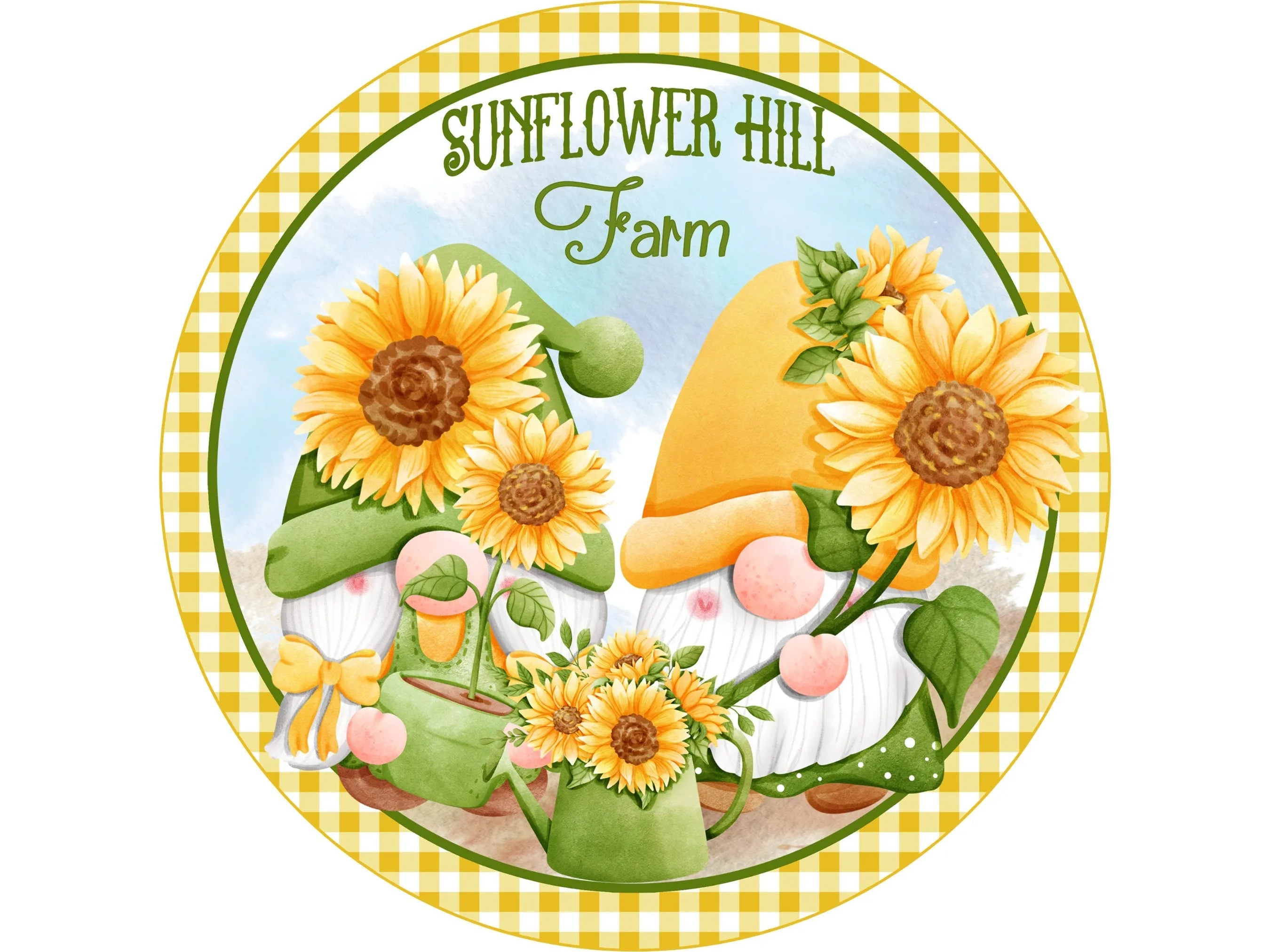 Sunflower Hill Farm Metal Sign, Cute Gnome Decor, Rustic Farmhouse Art, Country Kitchen Decor, Whimsical Farm Sign, Perfect Gift Idea